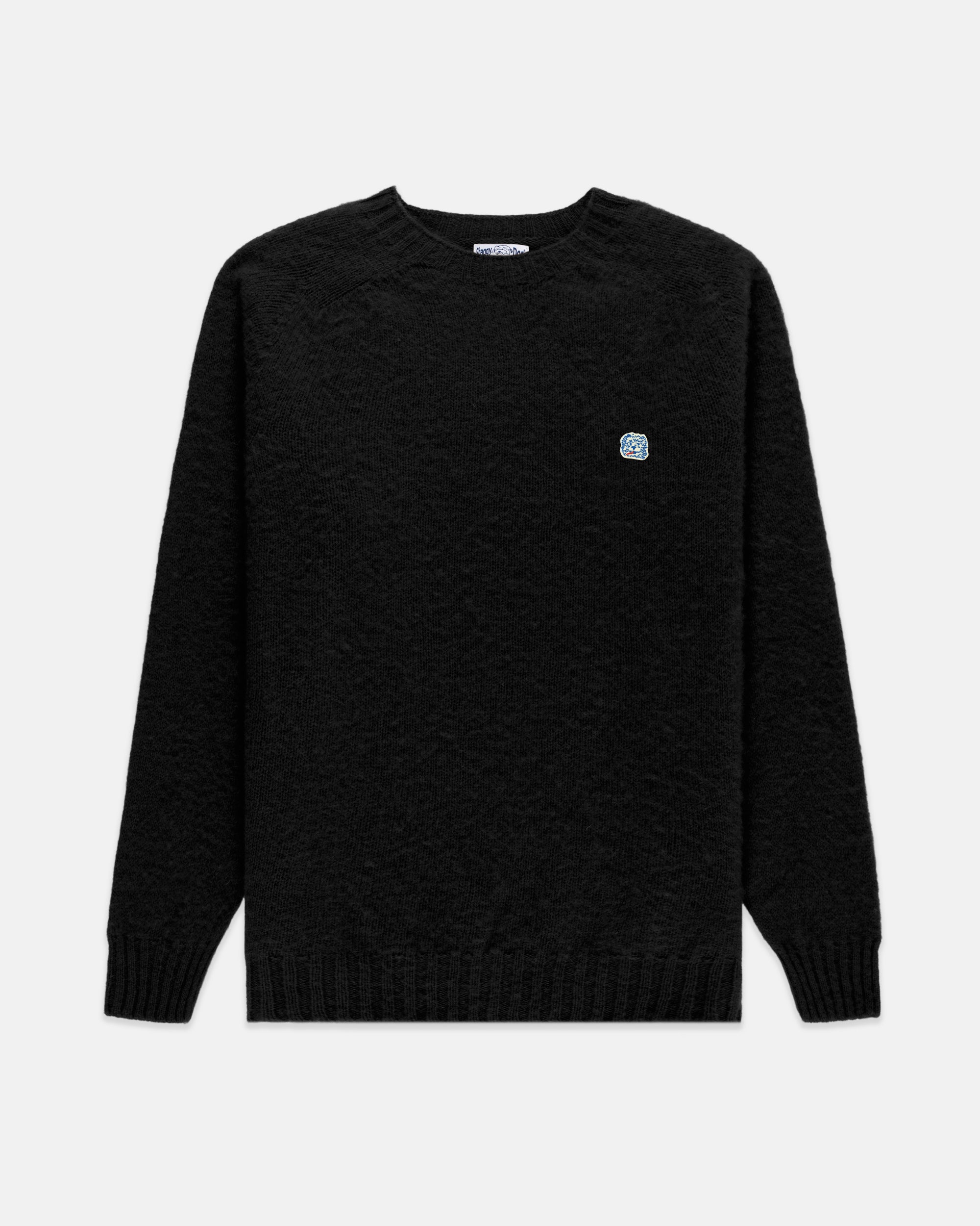 Made-in-Scotland Black Shaggy Dog Icon Sweater - Trim Fit
