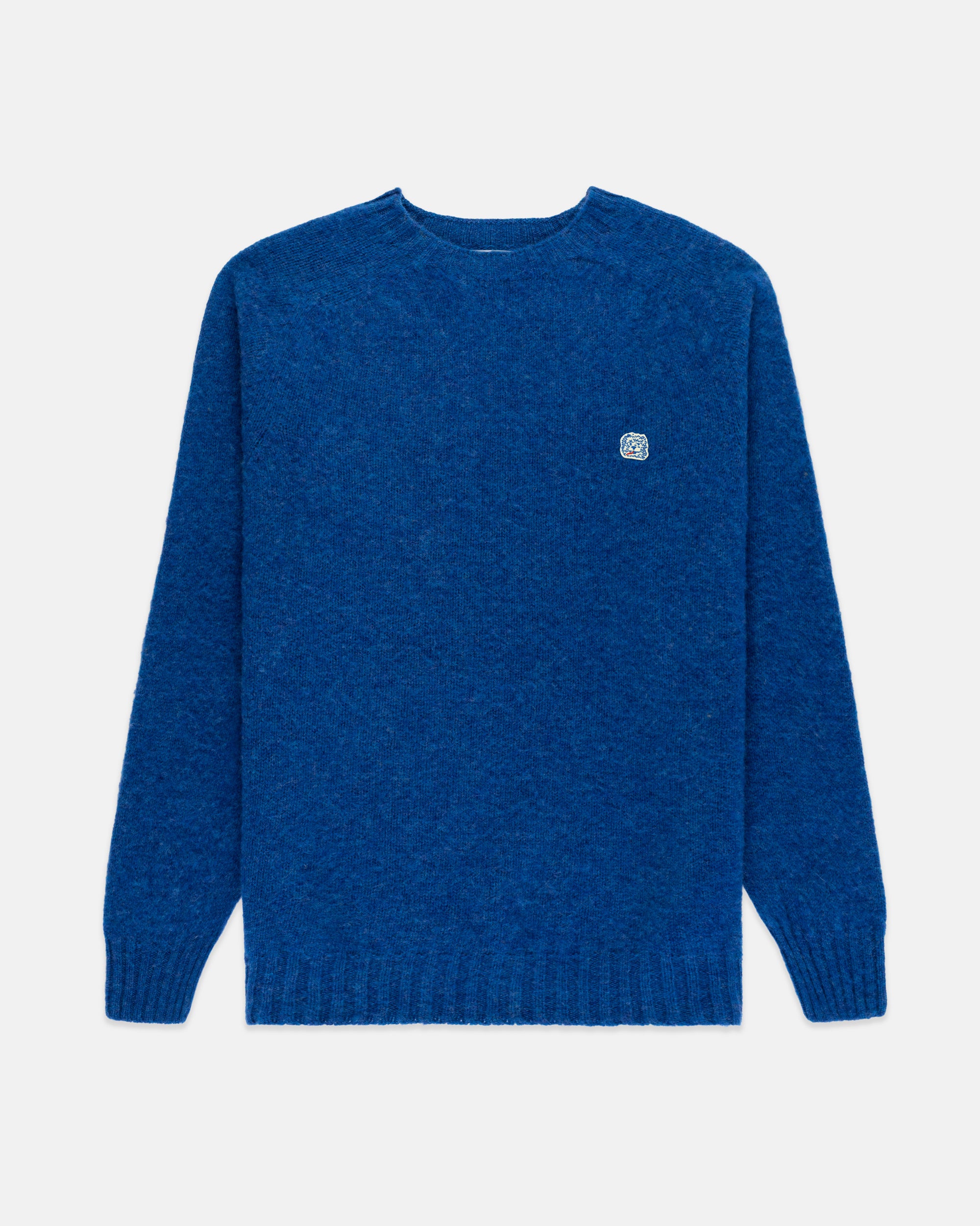 Made-in-Scotland Medium Blue Shaggy Dog Icon Sweater - Trim Fit