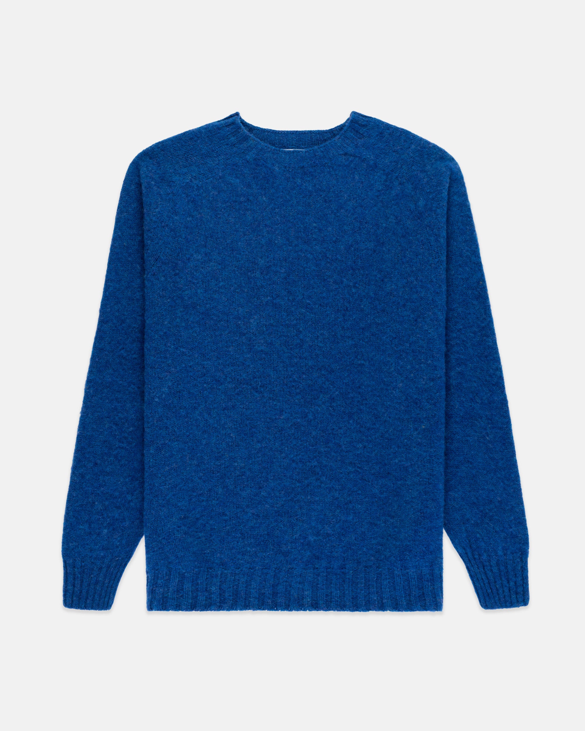 Made-in-Scotland Medium Blue Shaggy Dog Sweater - Trim Fit