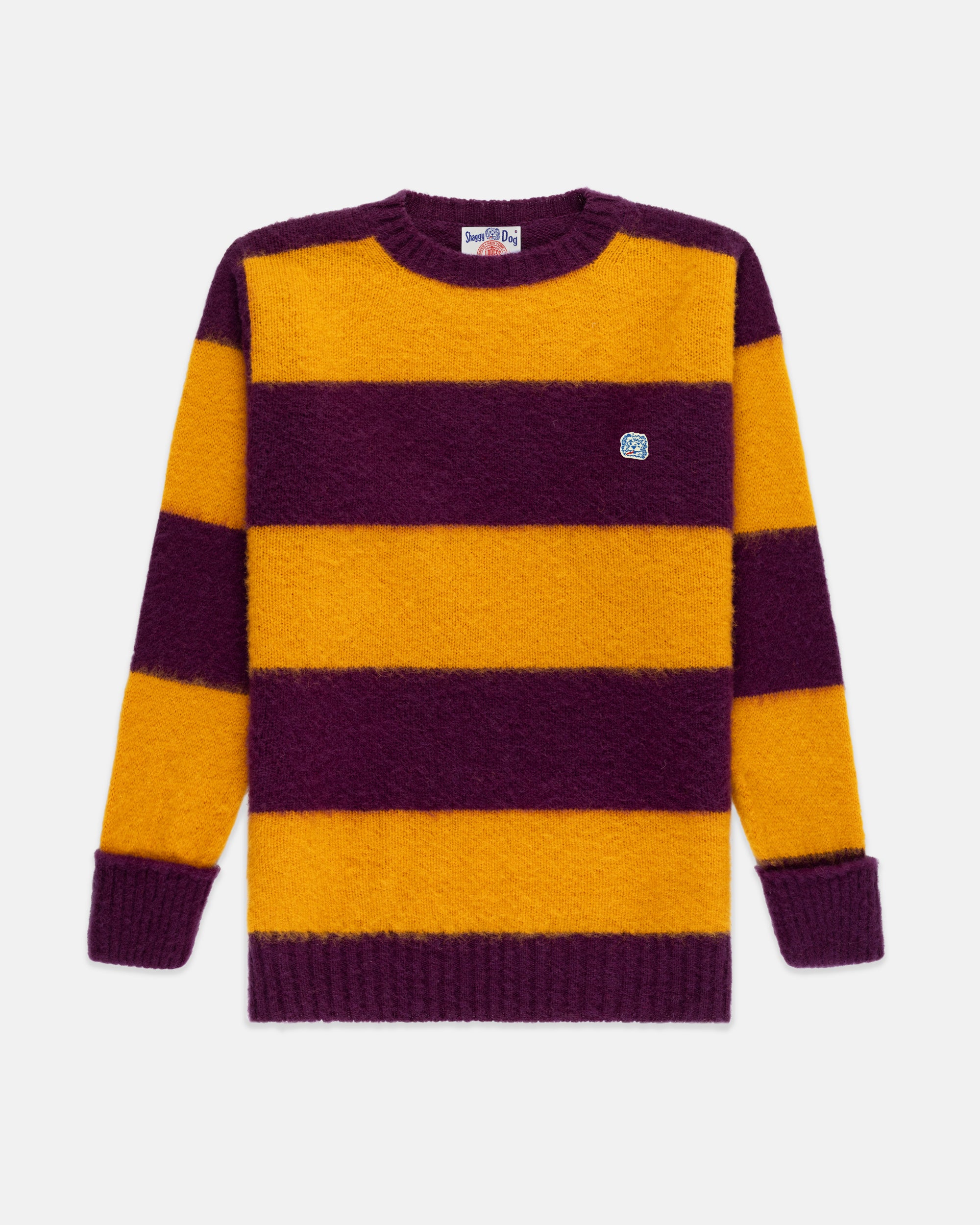 Made-in-Scotland Purple & Yellow Stripe Shaggy Dog Icon Sweater - Clas