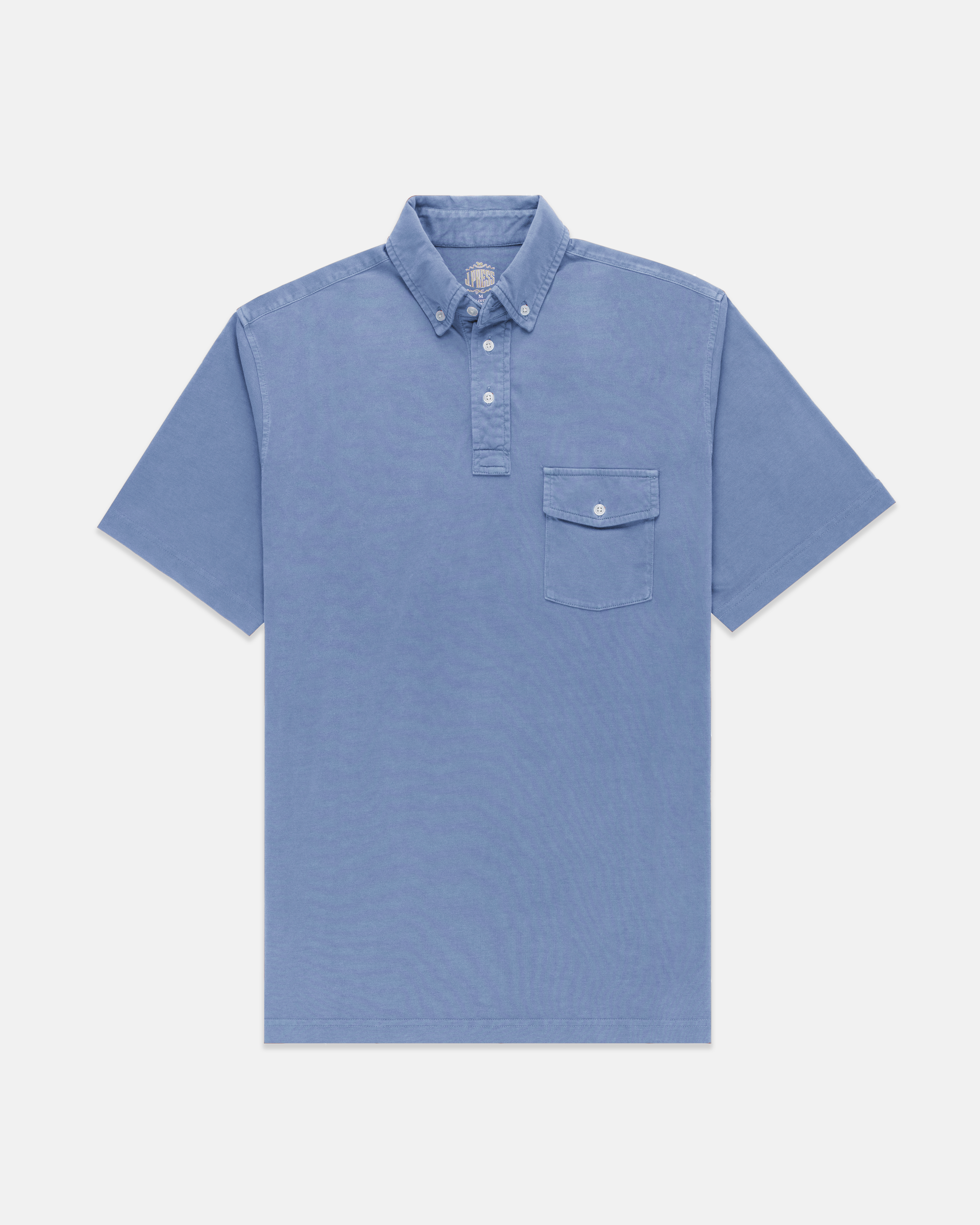 Blue Button Down Collar Polo Shirt