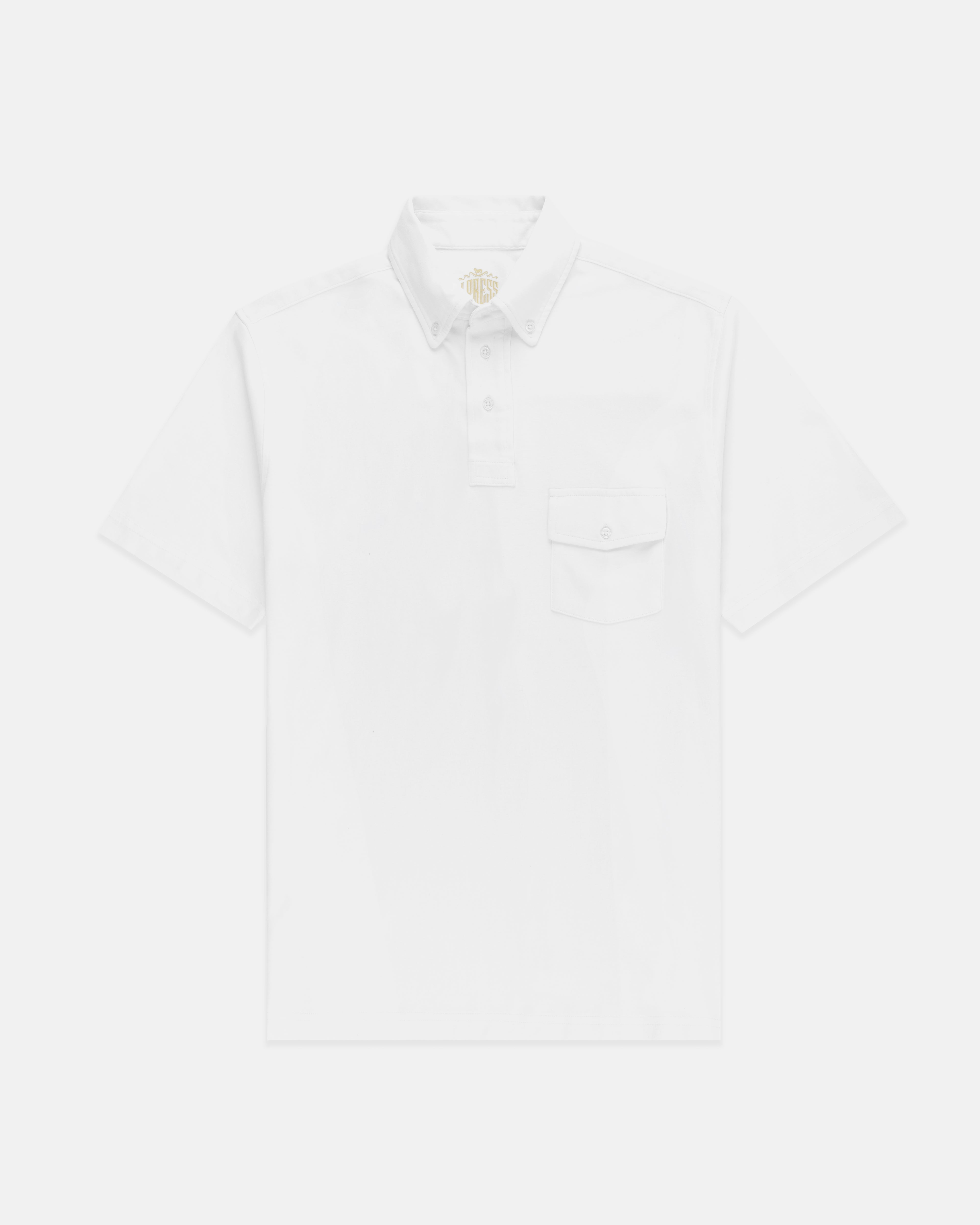 White Button Down Collar Polo Shirt