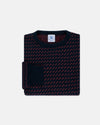 Made-in-USA Navy & Red Cotton Birdseye Crewneck Sweater