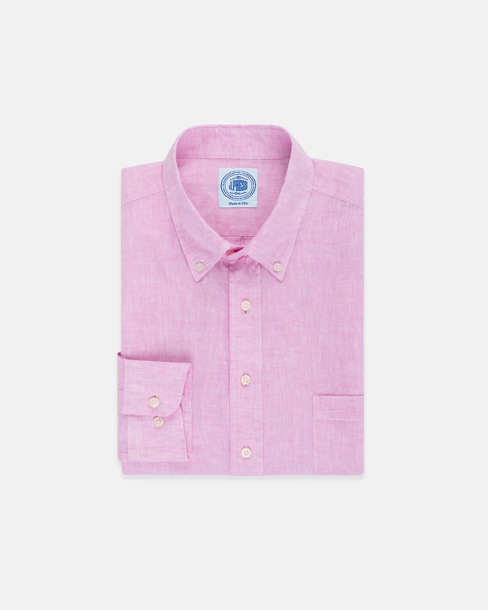 Solid Pink Linen Sport Shirt - Classic Fit