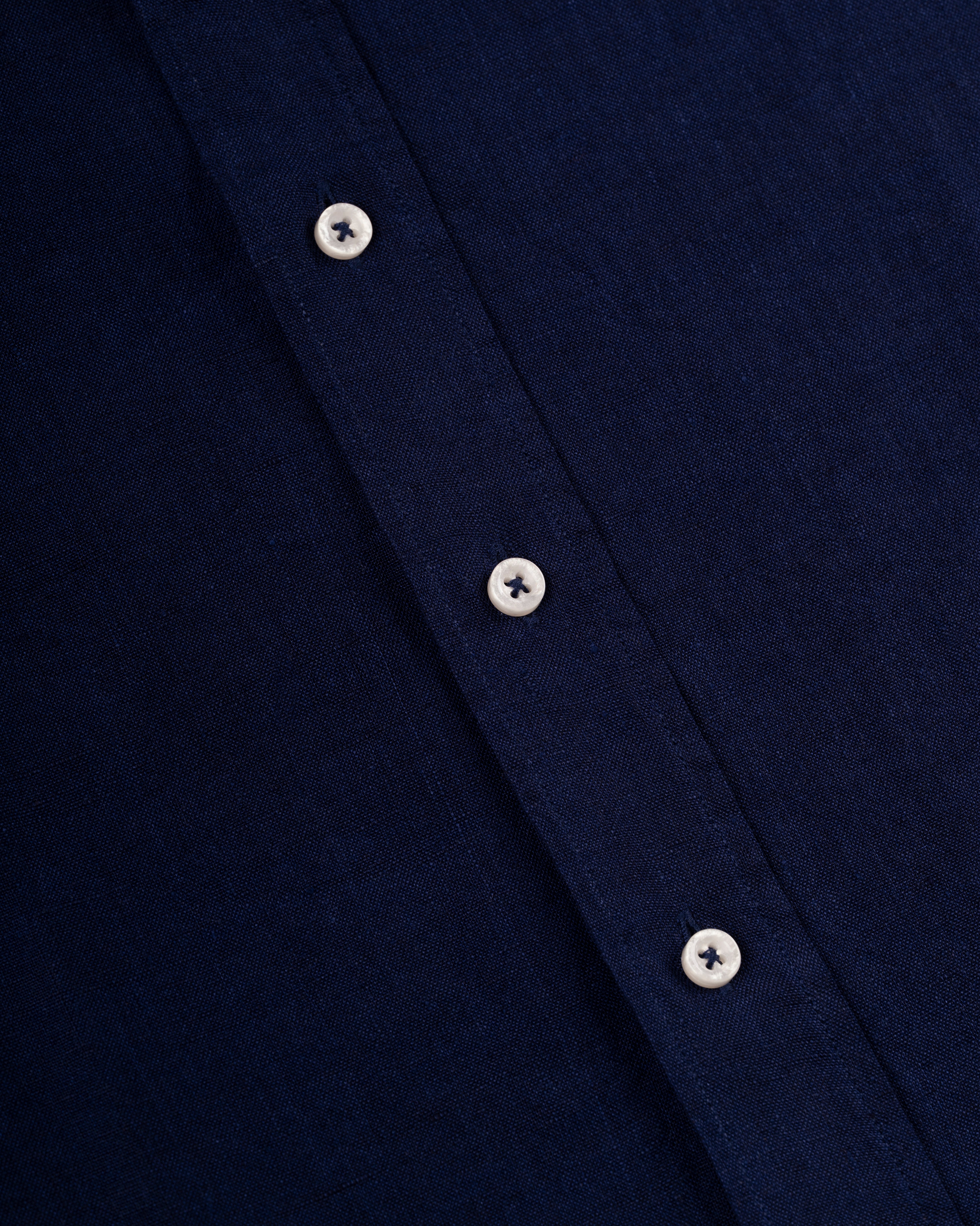 Solid Navy Linen Sport Shirt - Classic Fit