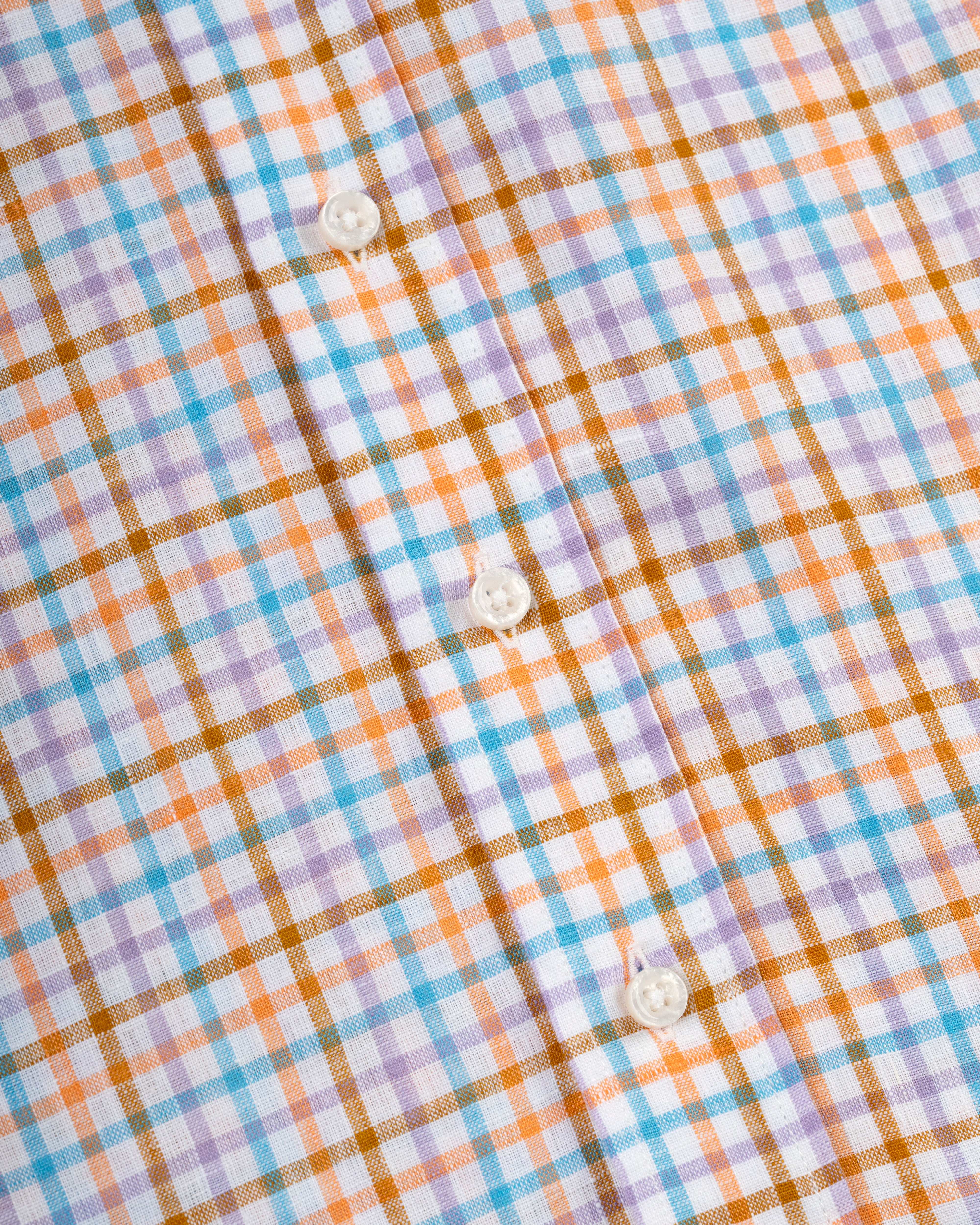 Teal & Orange Tattersall  Linen Sport Shirt - Classic Fit