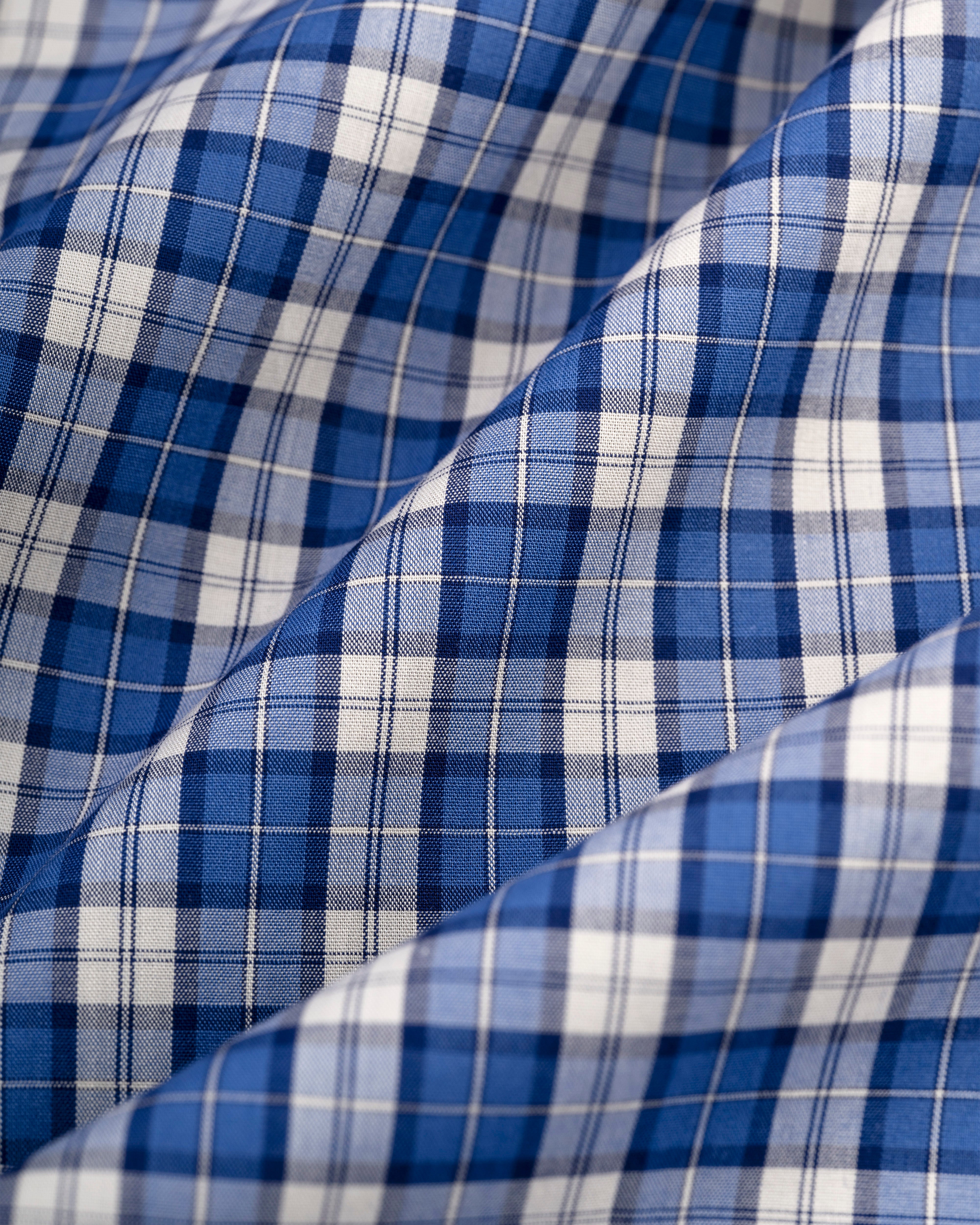 Made-in-USA Blue & White Mini Tartan Sport Shirt - Classic Fit