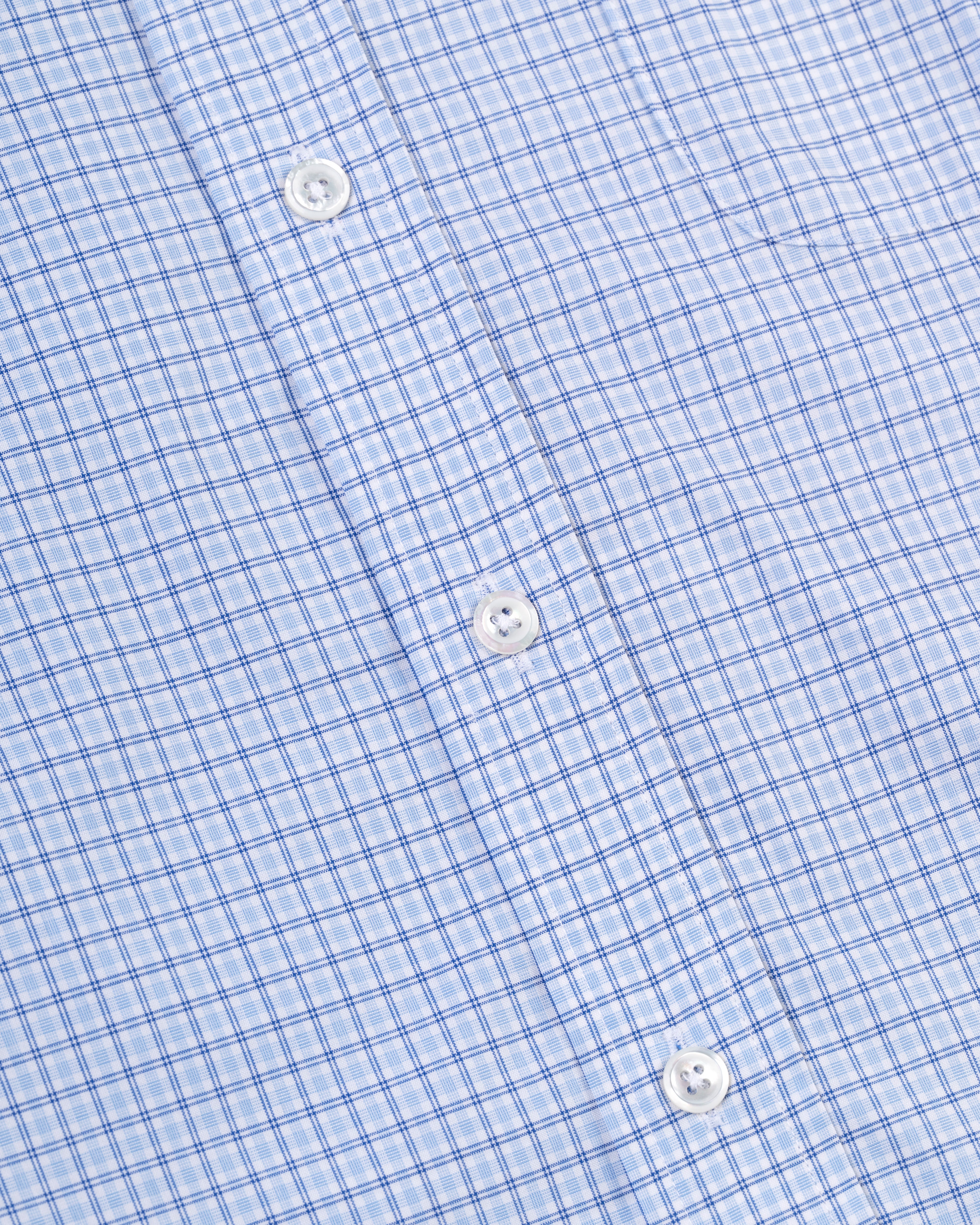 Made-in-USA Thomas Mason Navy & Light Blue Check Button Down Shirt