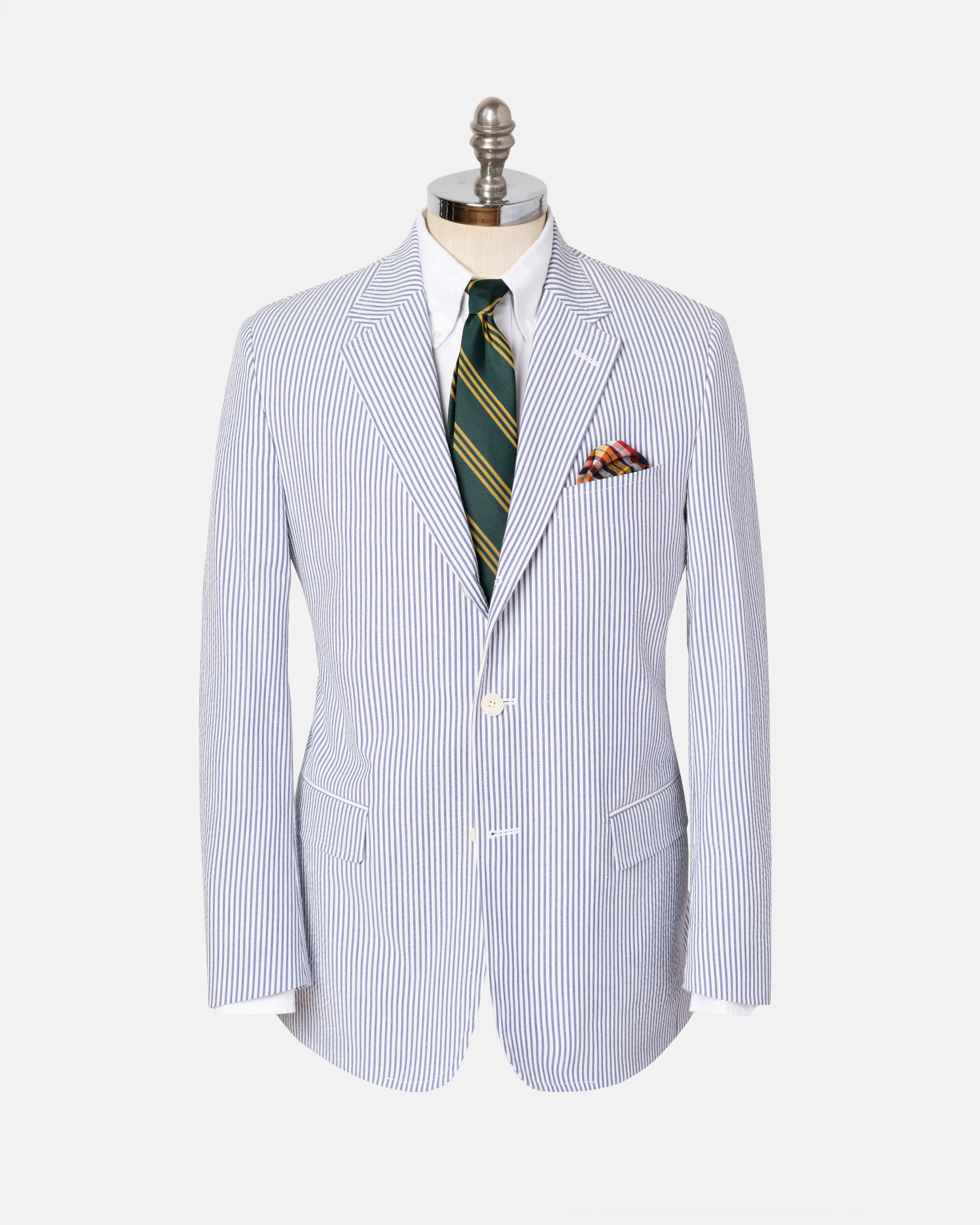Made-in-Canada Blue Stripe Seersucker Sport Coat - Custom Make
