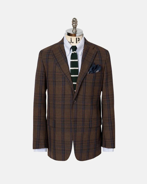 Brown & Navy Windowpane Fox Air Wool Sport Coat | J. PRESS