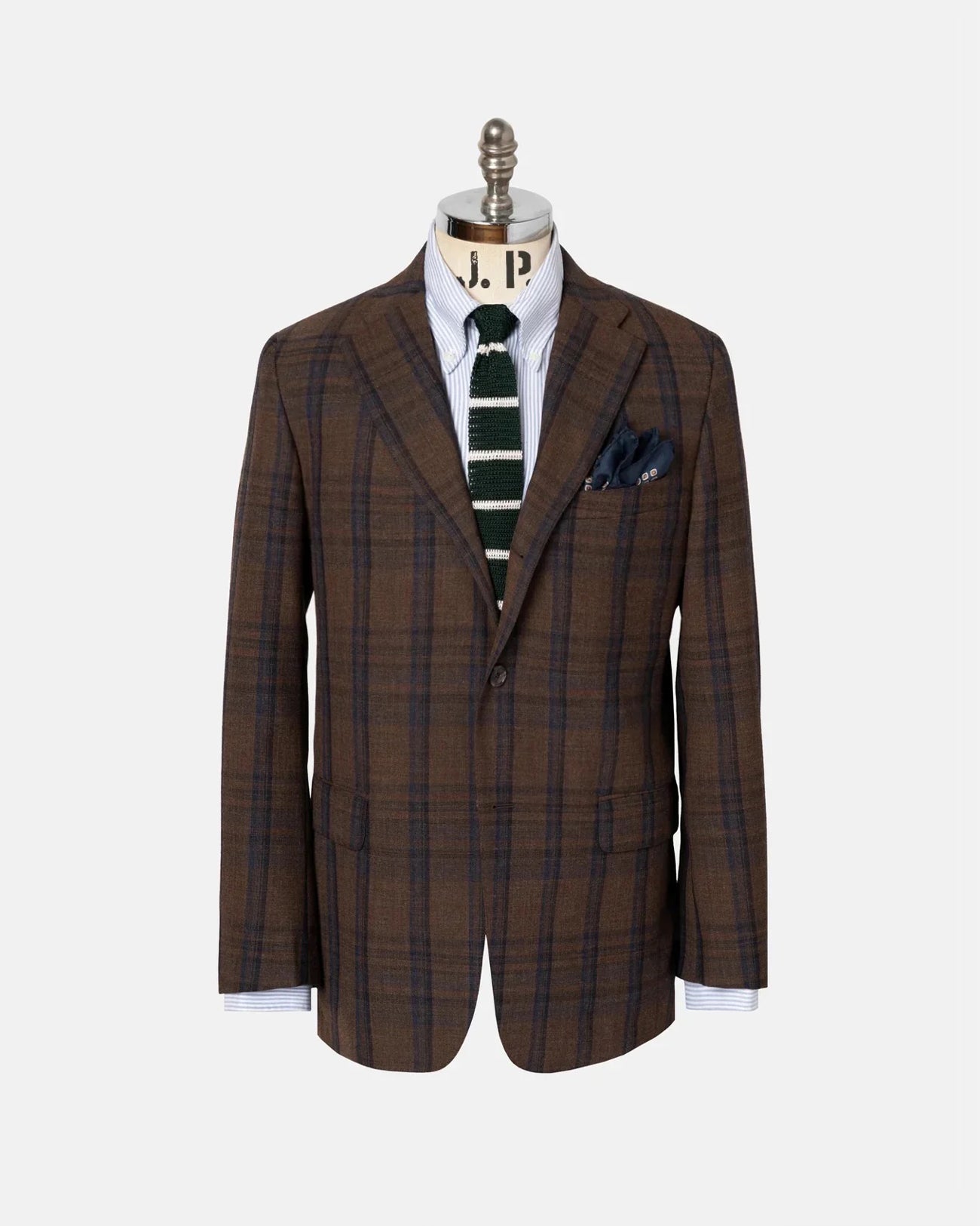 Clcamino ブラウン/ブルー ジャケット Brown & Navy Windowpane Fox Air Wool Sport Coat | J. PRESS