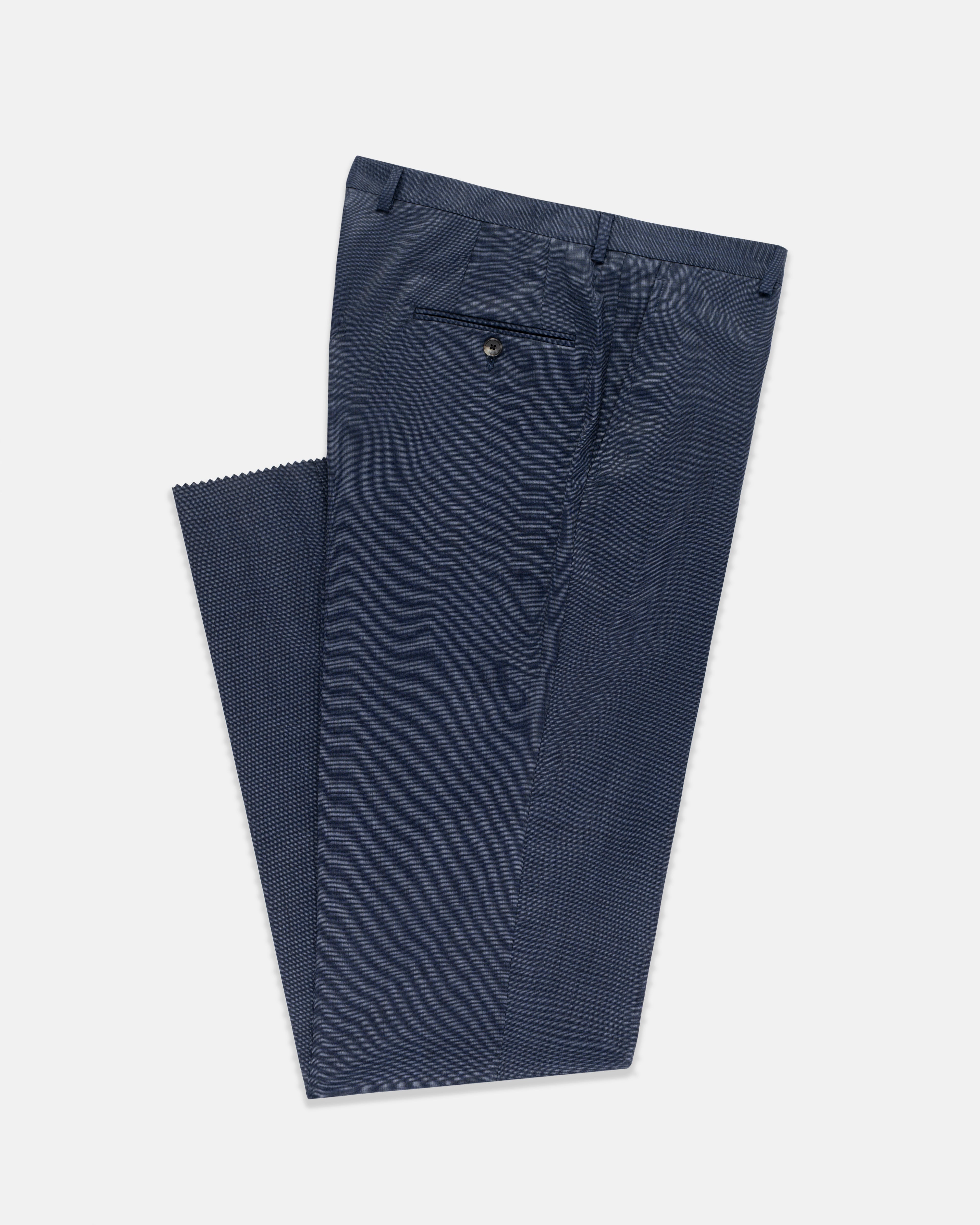 Made-in-USA Medium Blue Tic Weave Wool Suit