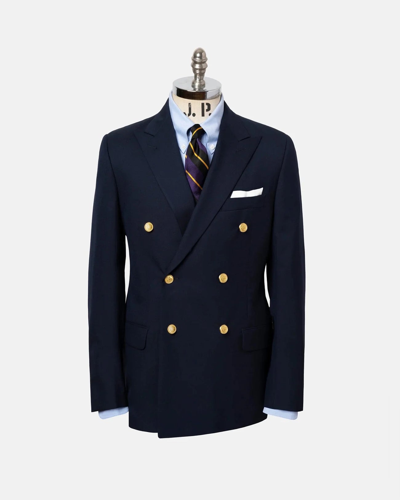 Made-in-USA Double-Breasted Navy Tropical Wool Blazer