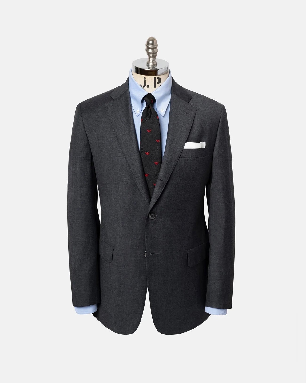 Made-in-USA Solid Medium Grey Super 120s Wool Suit