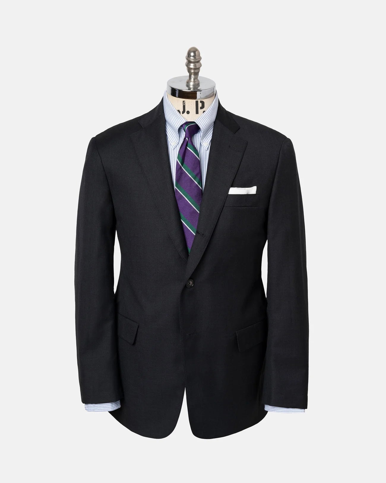 Made-in-USA Solid Charcoal Worsted Wool Suit - Custom Make