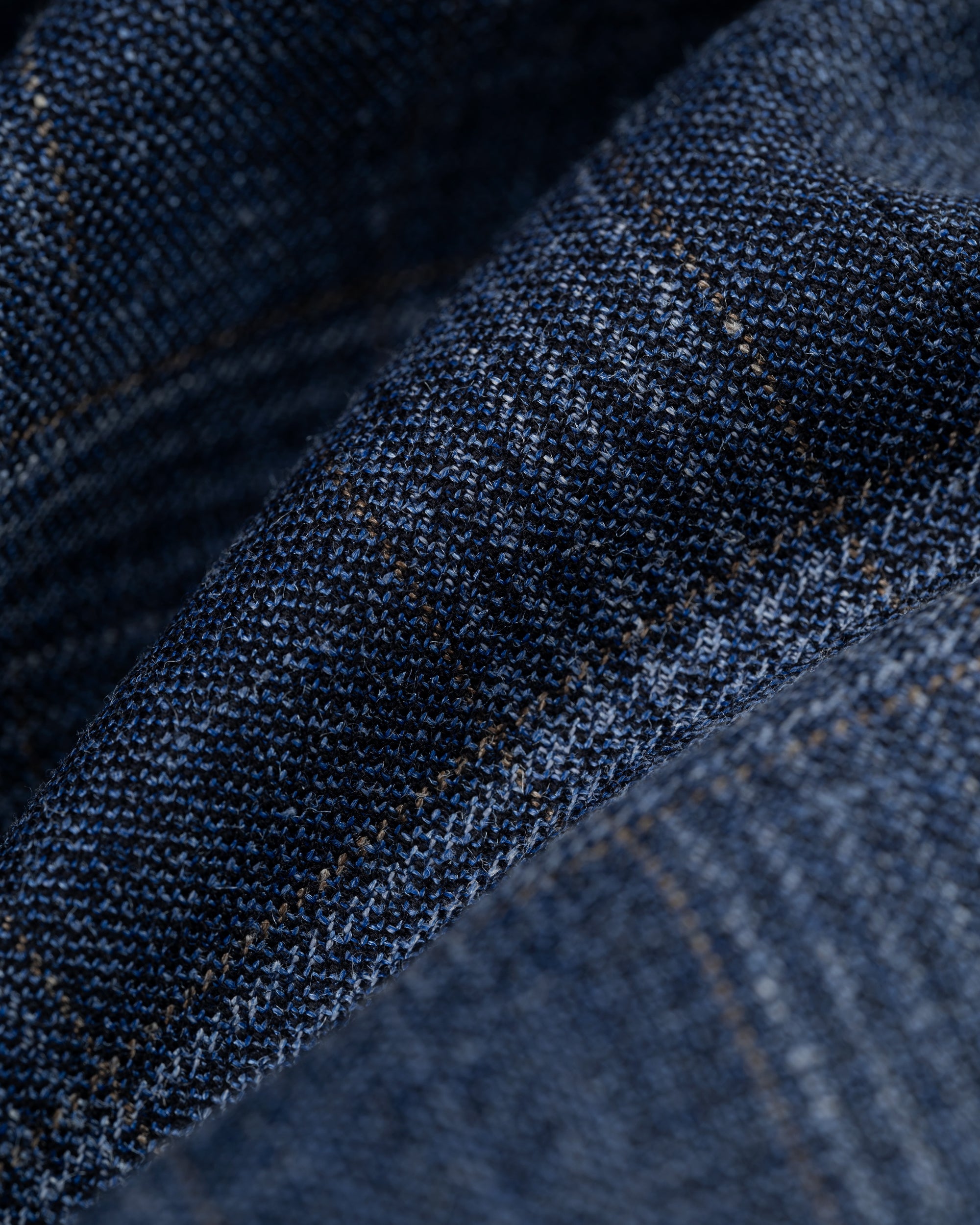 Made-in-USA Blue & Copper Plaid Wool/Silk/Linen Sport Coat