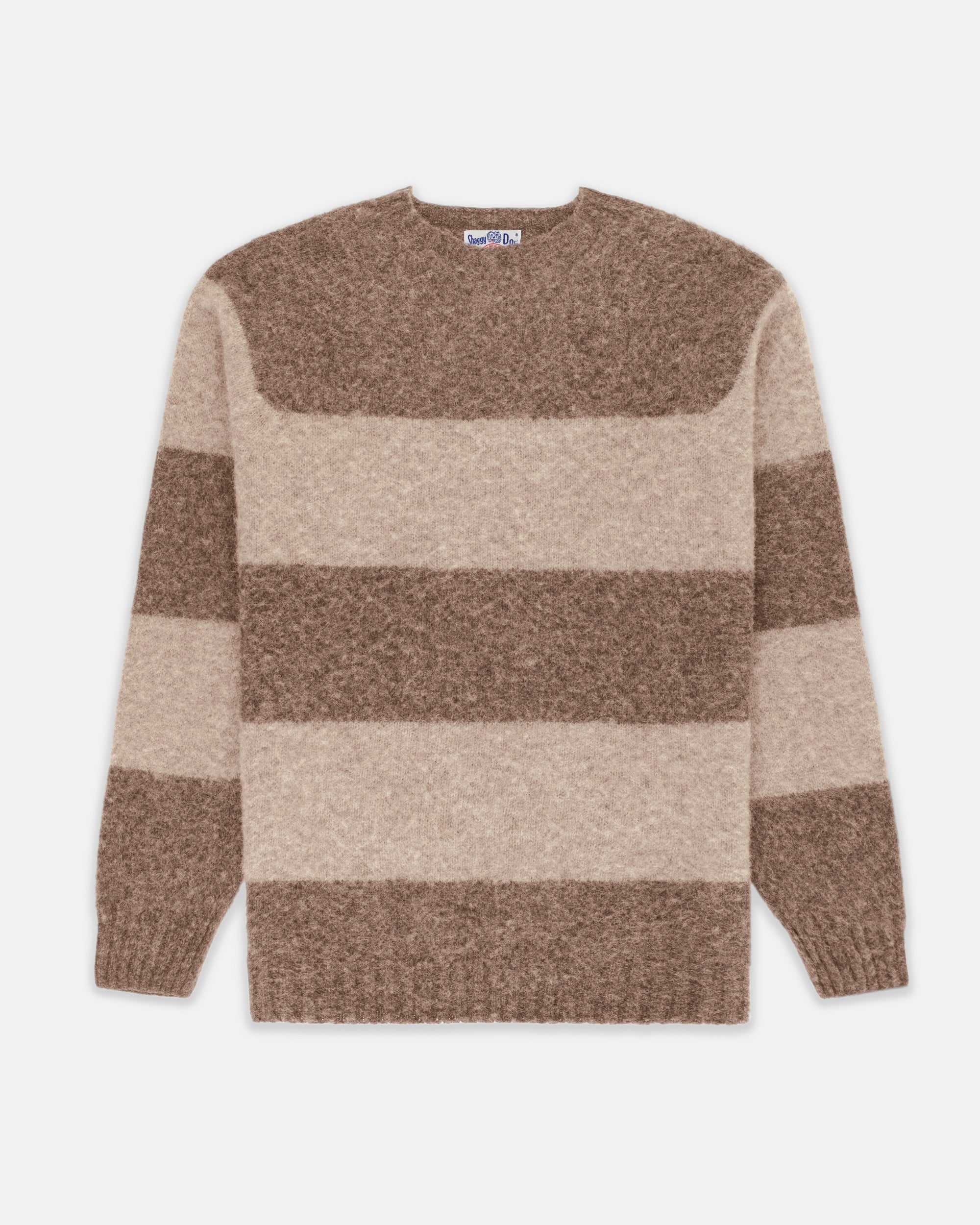 Shaggy Dog Sweater Tonal Block Stripe Nutmeg/Oatmeal - Trim Fit