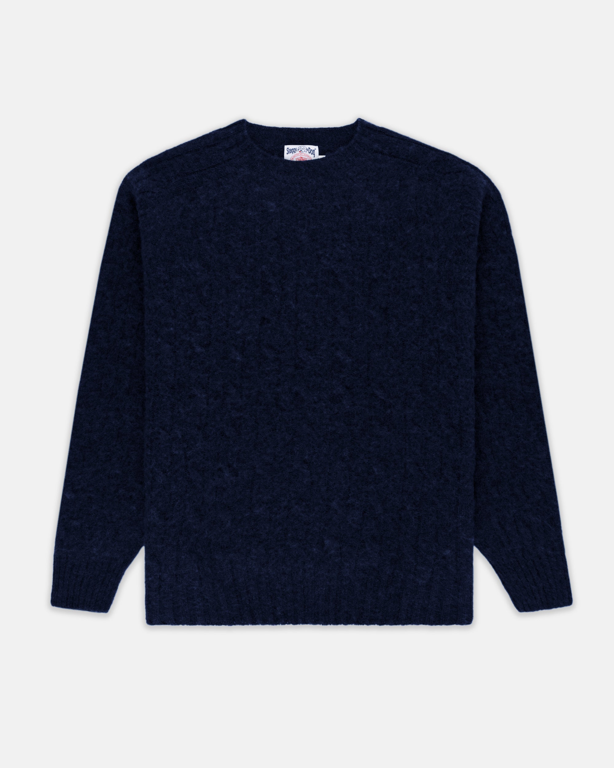 Made-in-Scotland Navy Shaggy Dog Cable Knit Sweater - Classic Fit