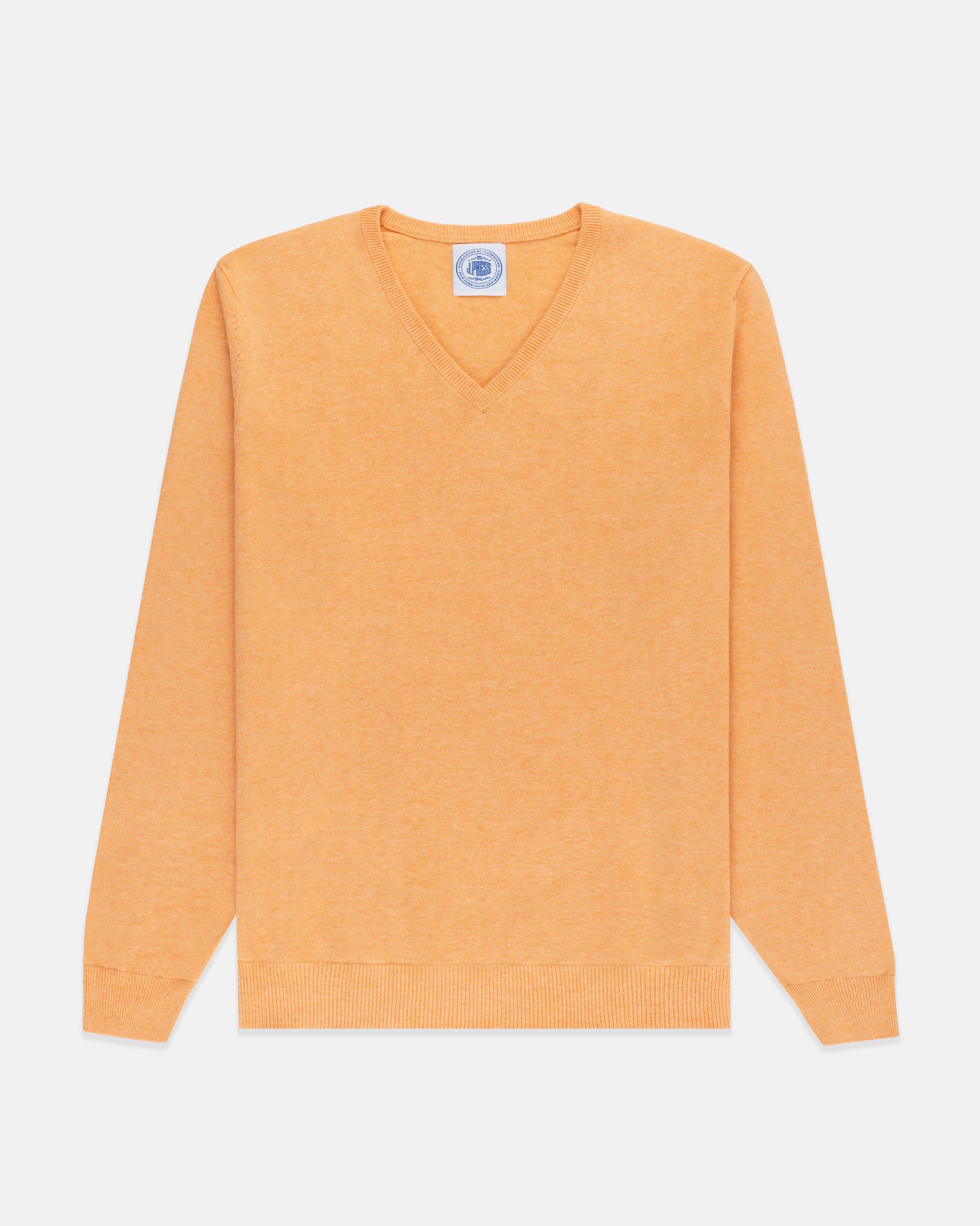 Orange Cotton-Cashmere V-Neck Sweater