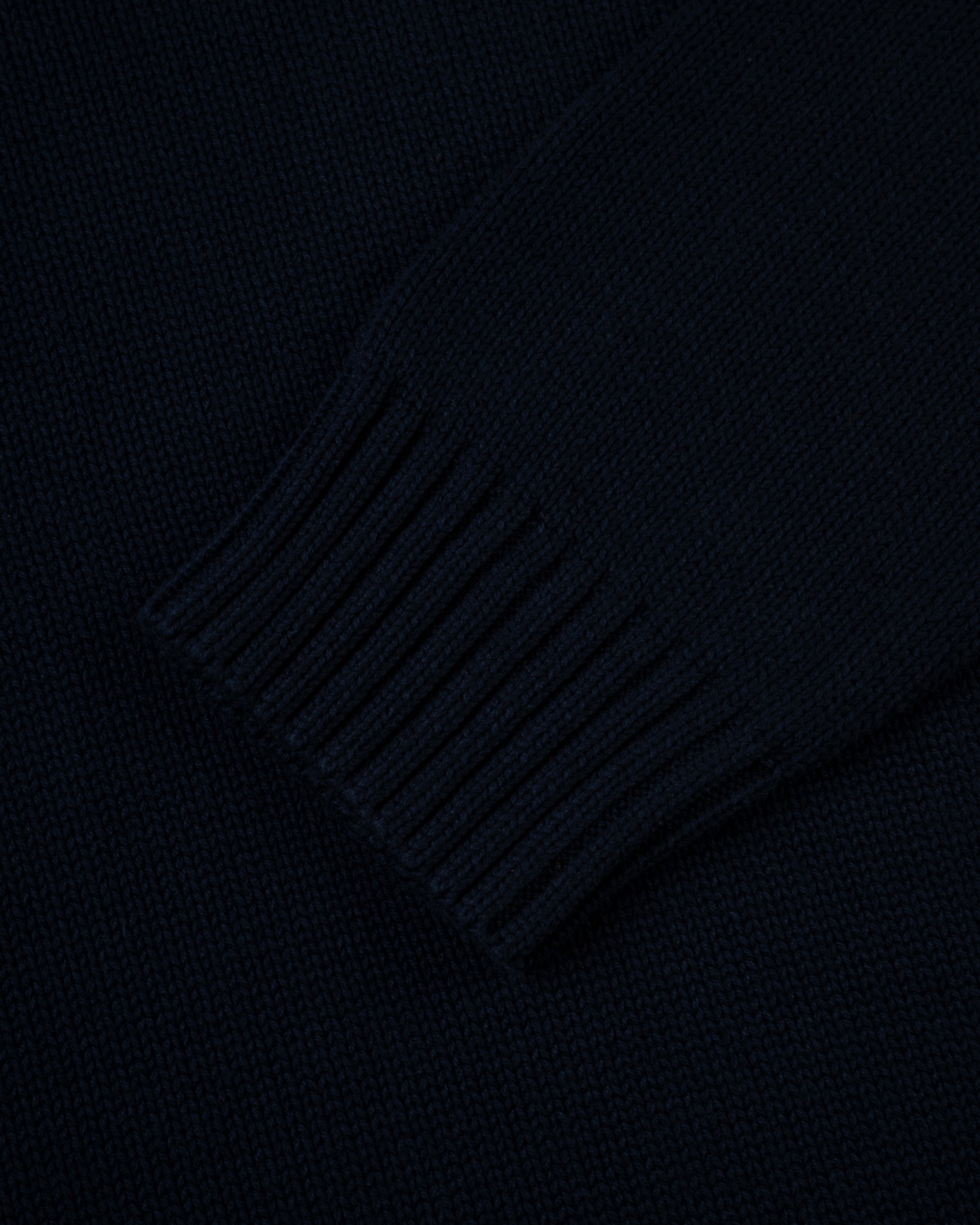 Made-in-USA Navy Chunky Cotton Crewneck Sweater