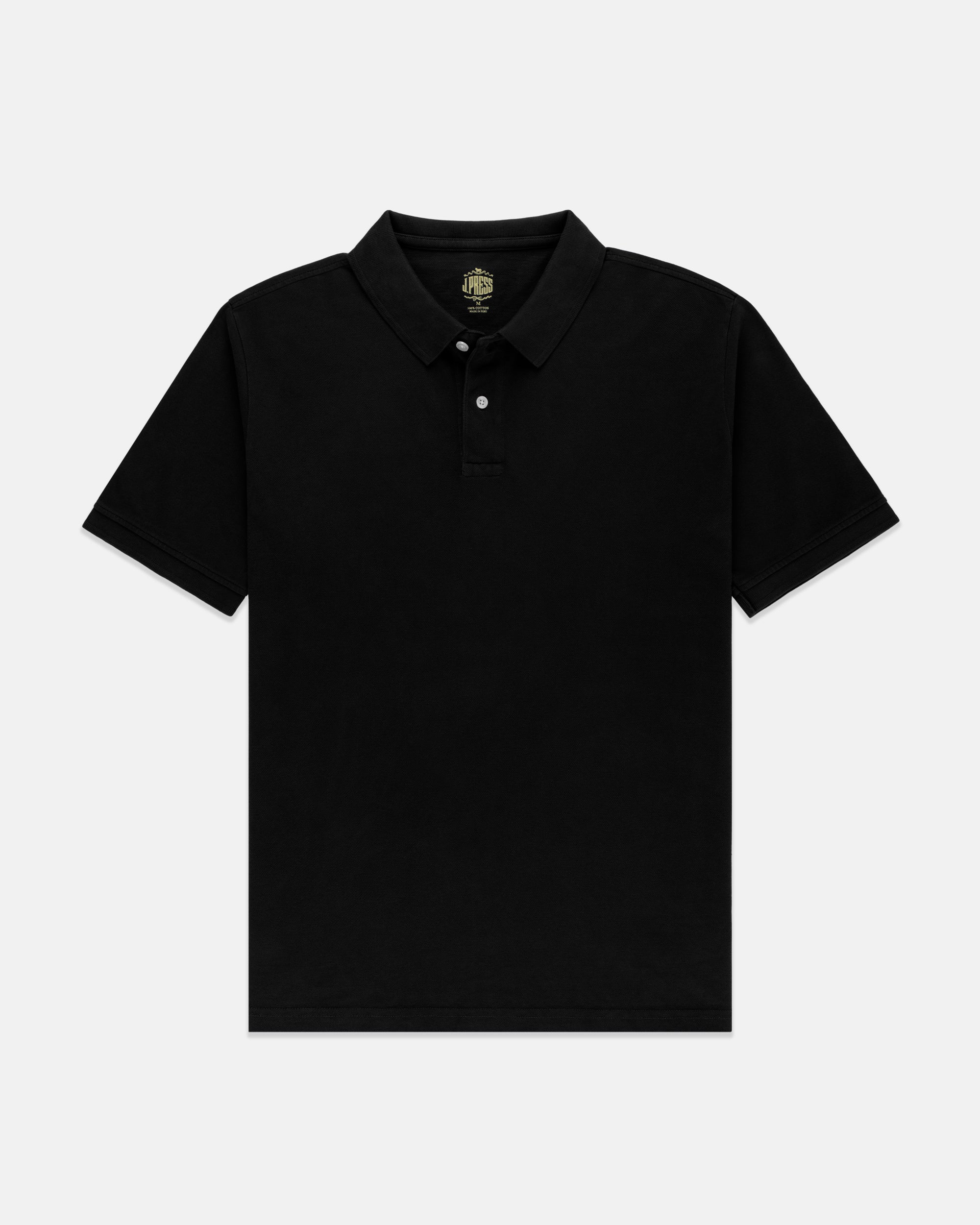 Black Cotton Pique Polo - Classic Fit