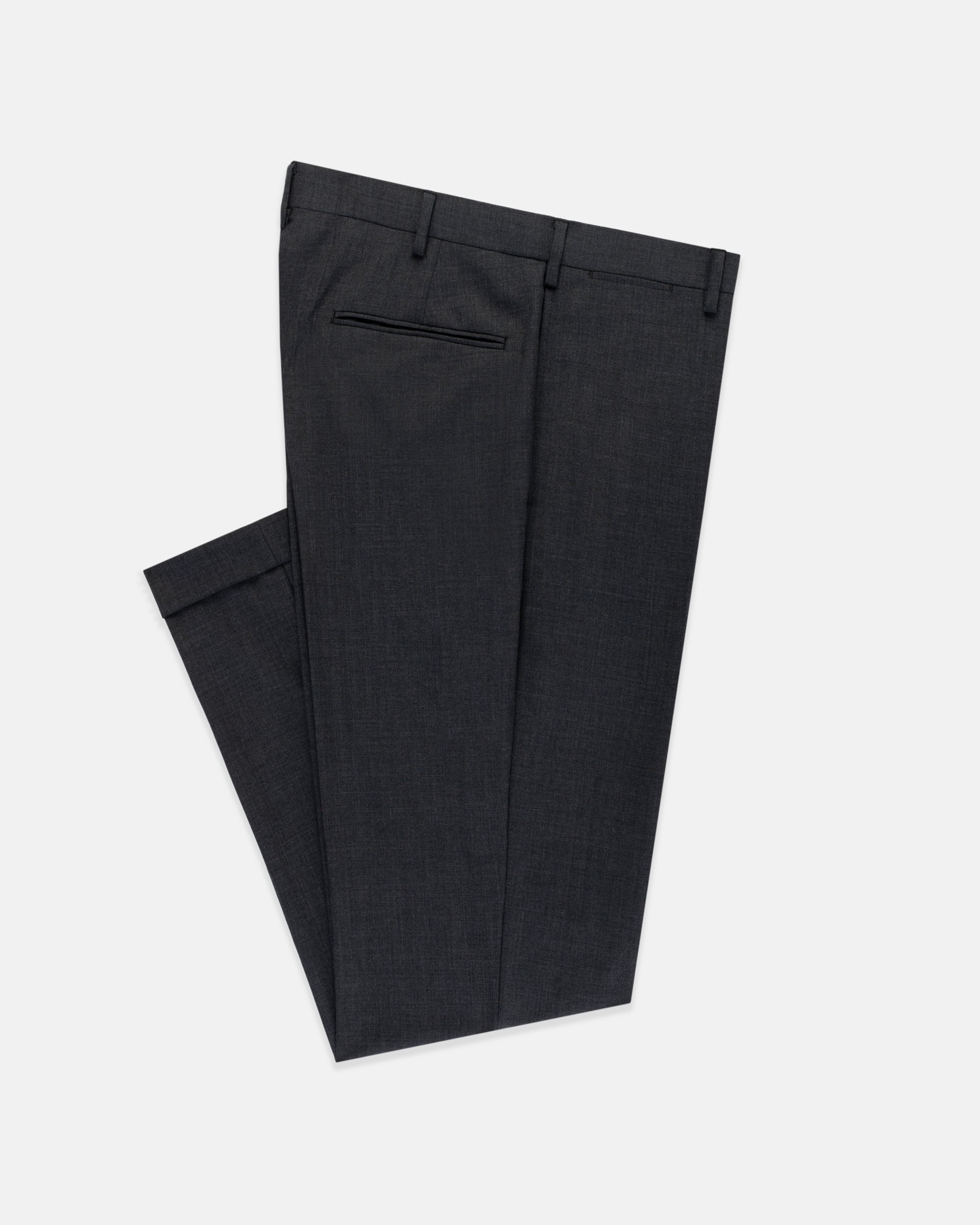 Solid Charcoal Merino Wool Suit - Trim Fit