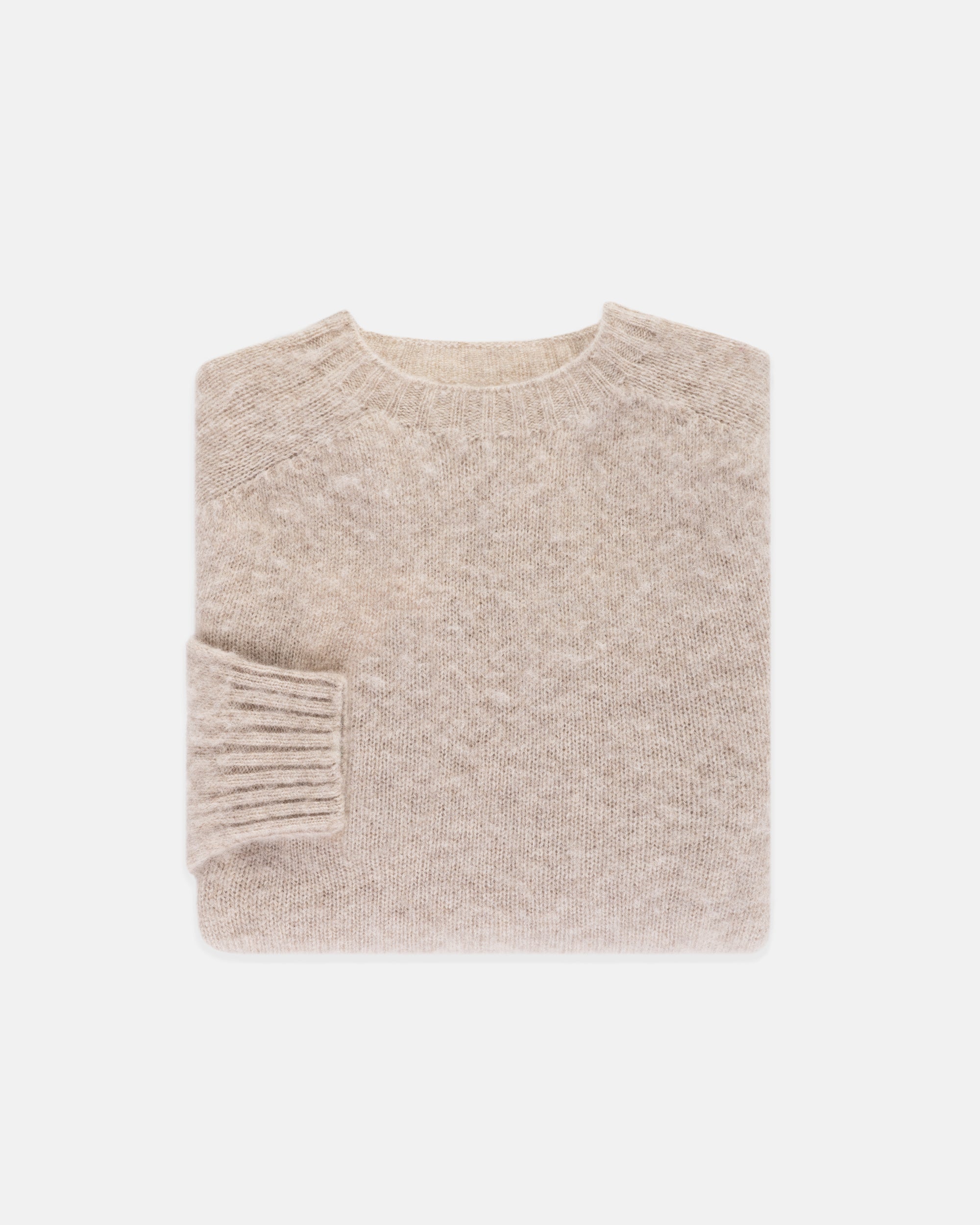 Made-in-Scotland Cream Shaggy Dog Sweater  - Trim Fit