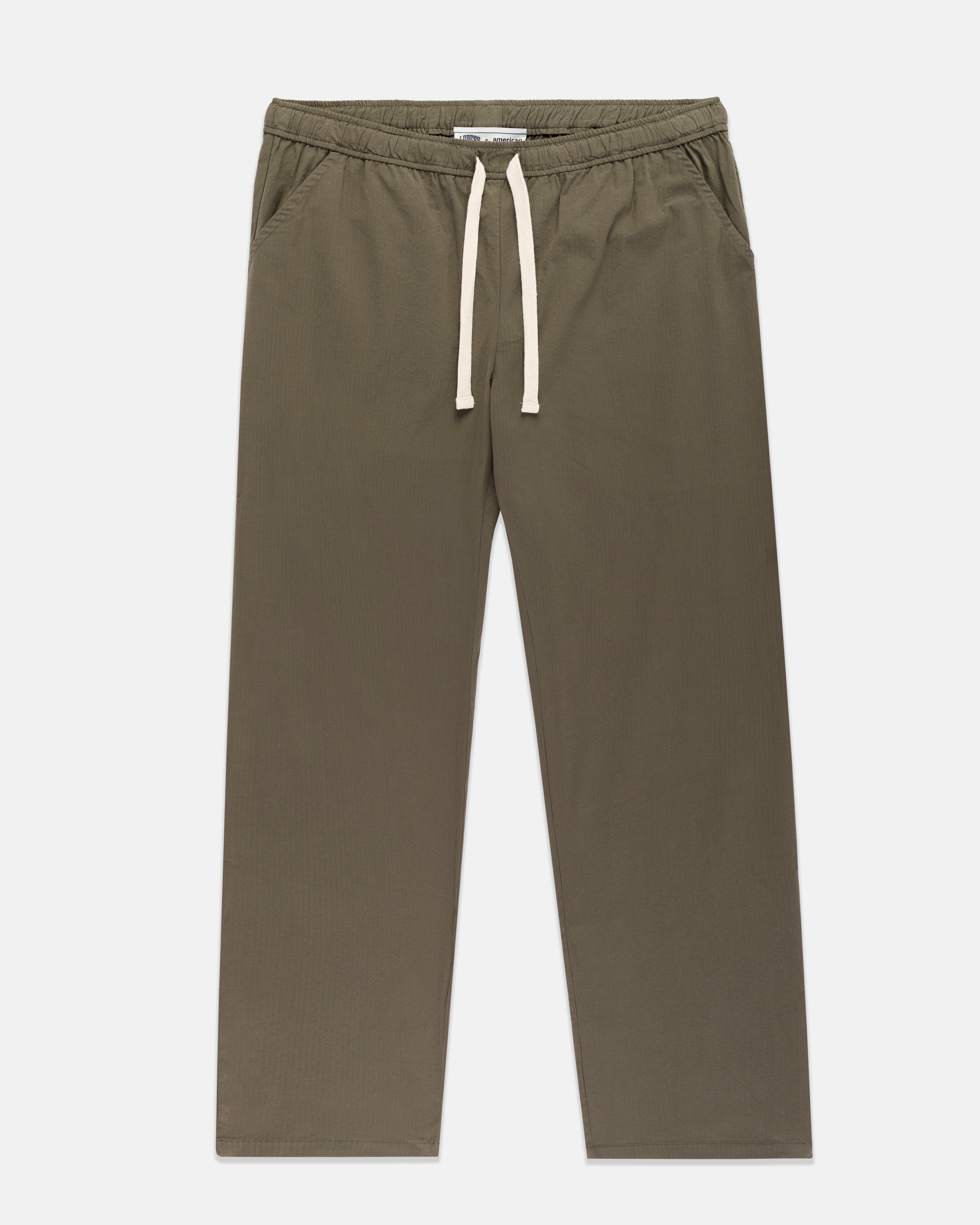 Made-in-USA Olive Seersucker Easy Pant