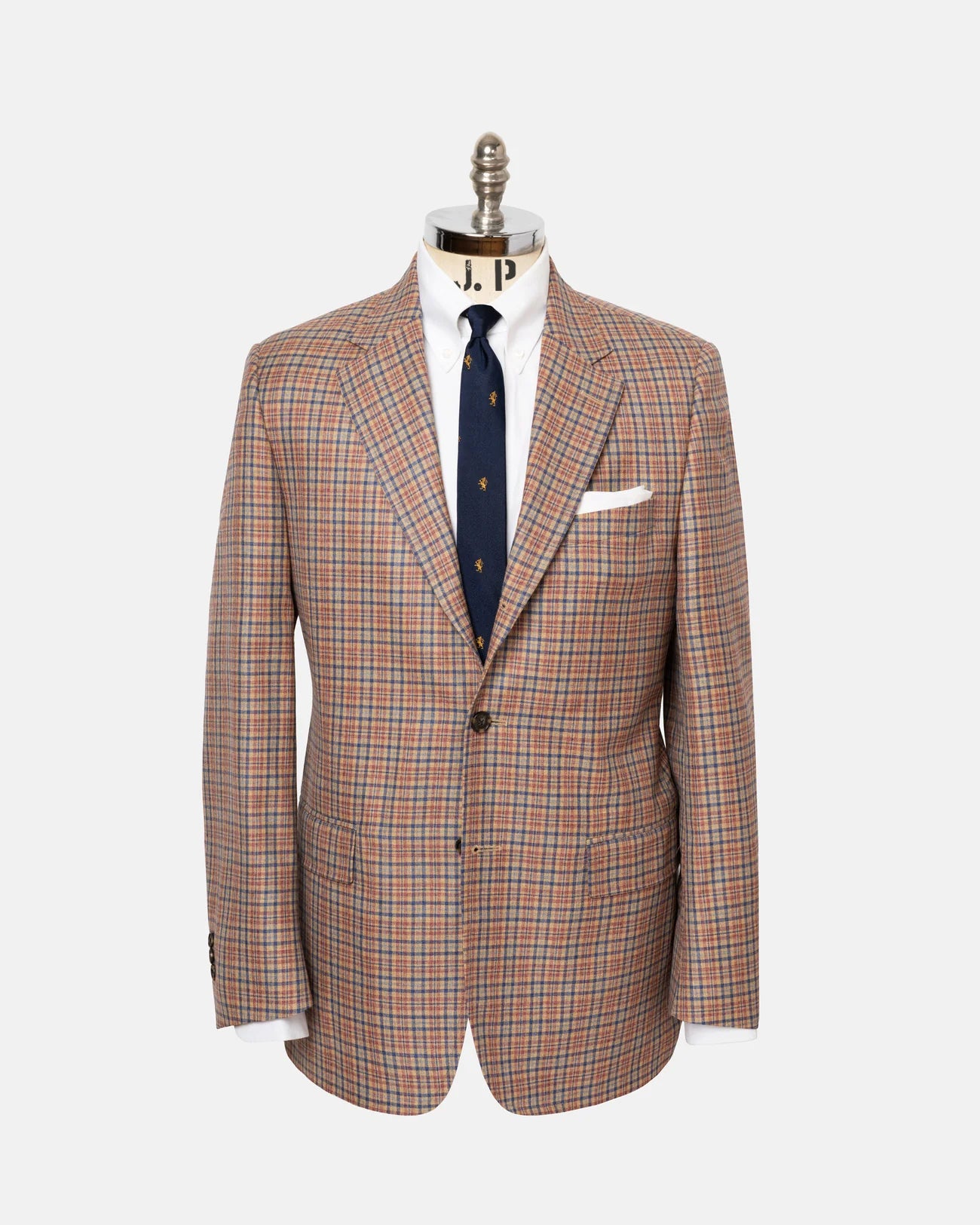 Made-in-Canada Rust & Blue Check Wool Coat