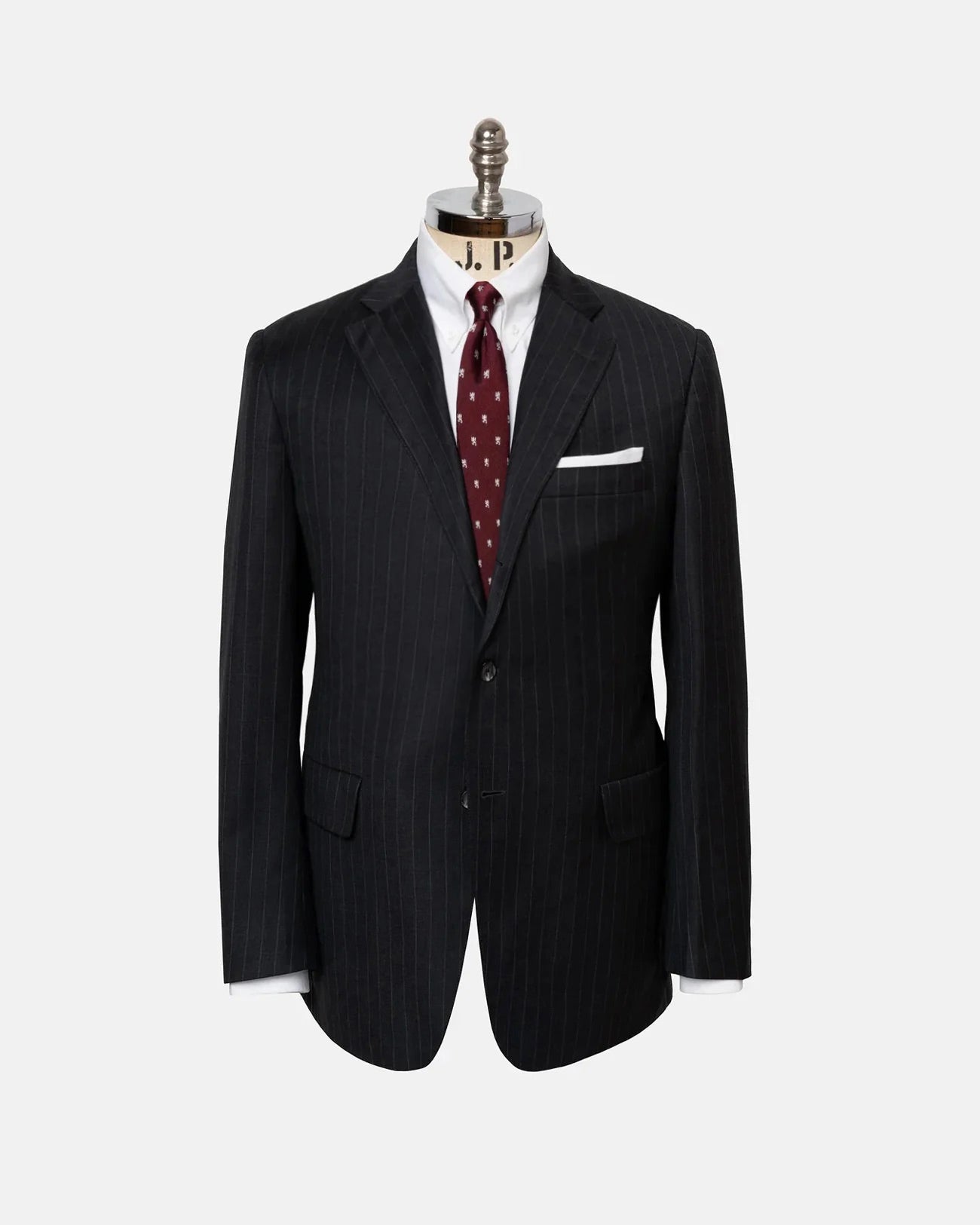 Made-in-USA Grey Chalkstripe Worsted Wool Ivy Model Suit
