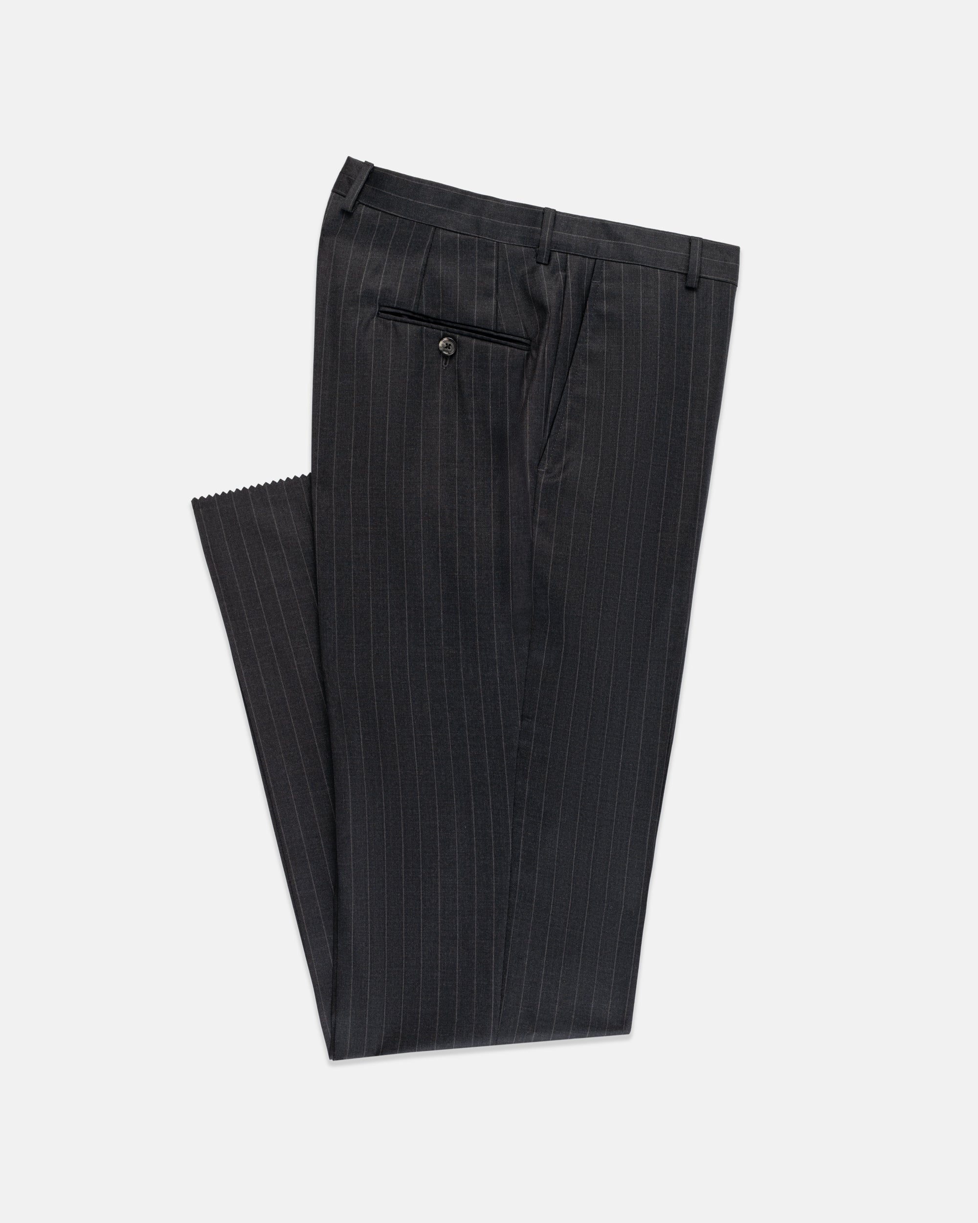 Made-in-USA Charcoal Chalkstripe Super 120s Wool Suit - Custom Make