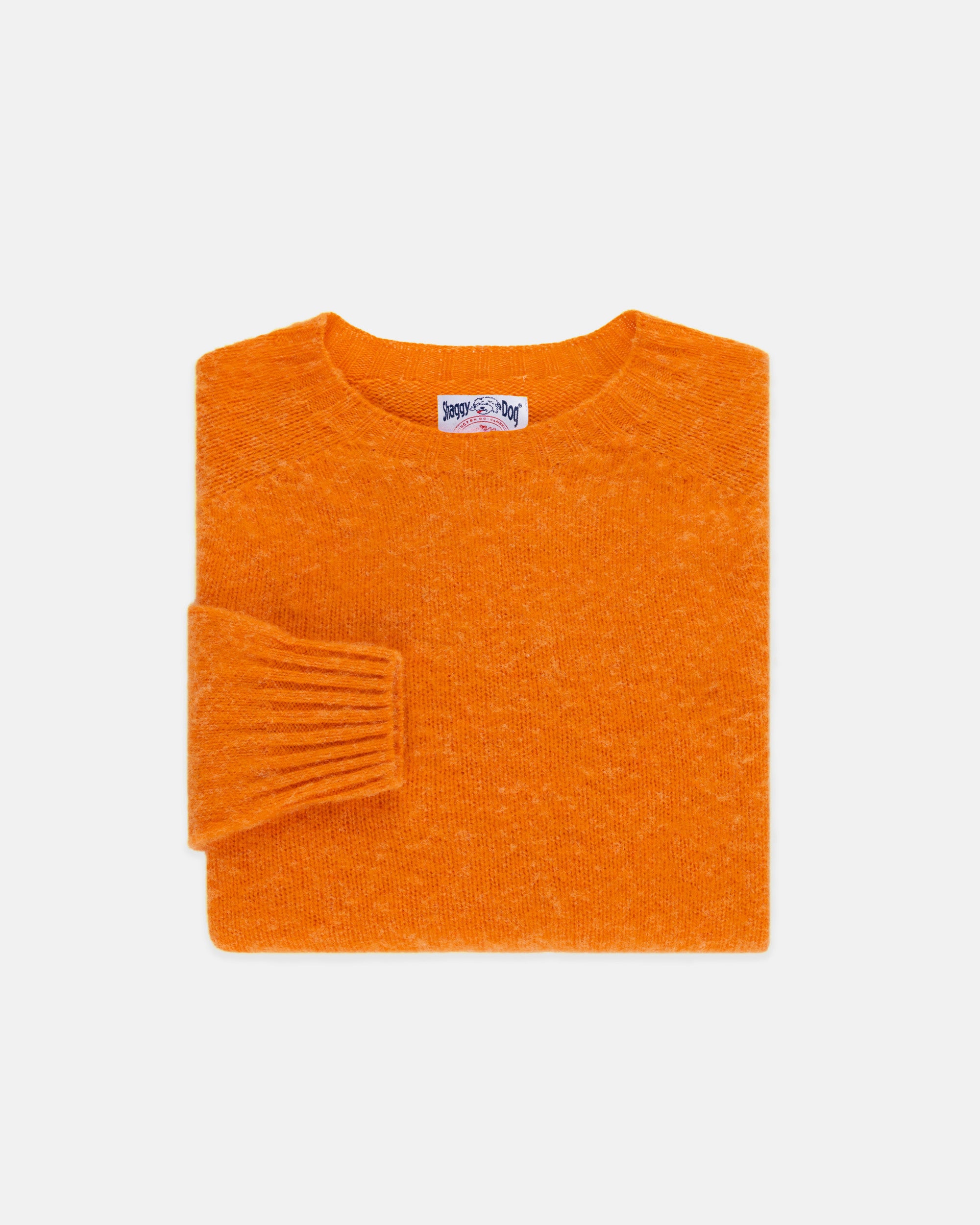 Made-in-Scotland Autumn Orange Shaggy Dog Sweater - Trim Fit