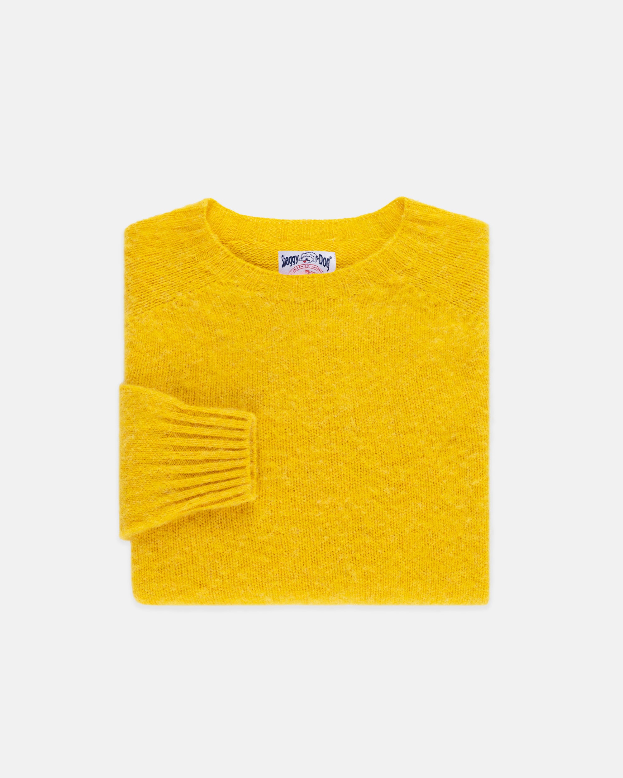 Made-in-Scotland Yellow Shaggy Dog Sweater  - Trim Fit
