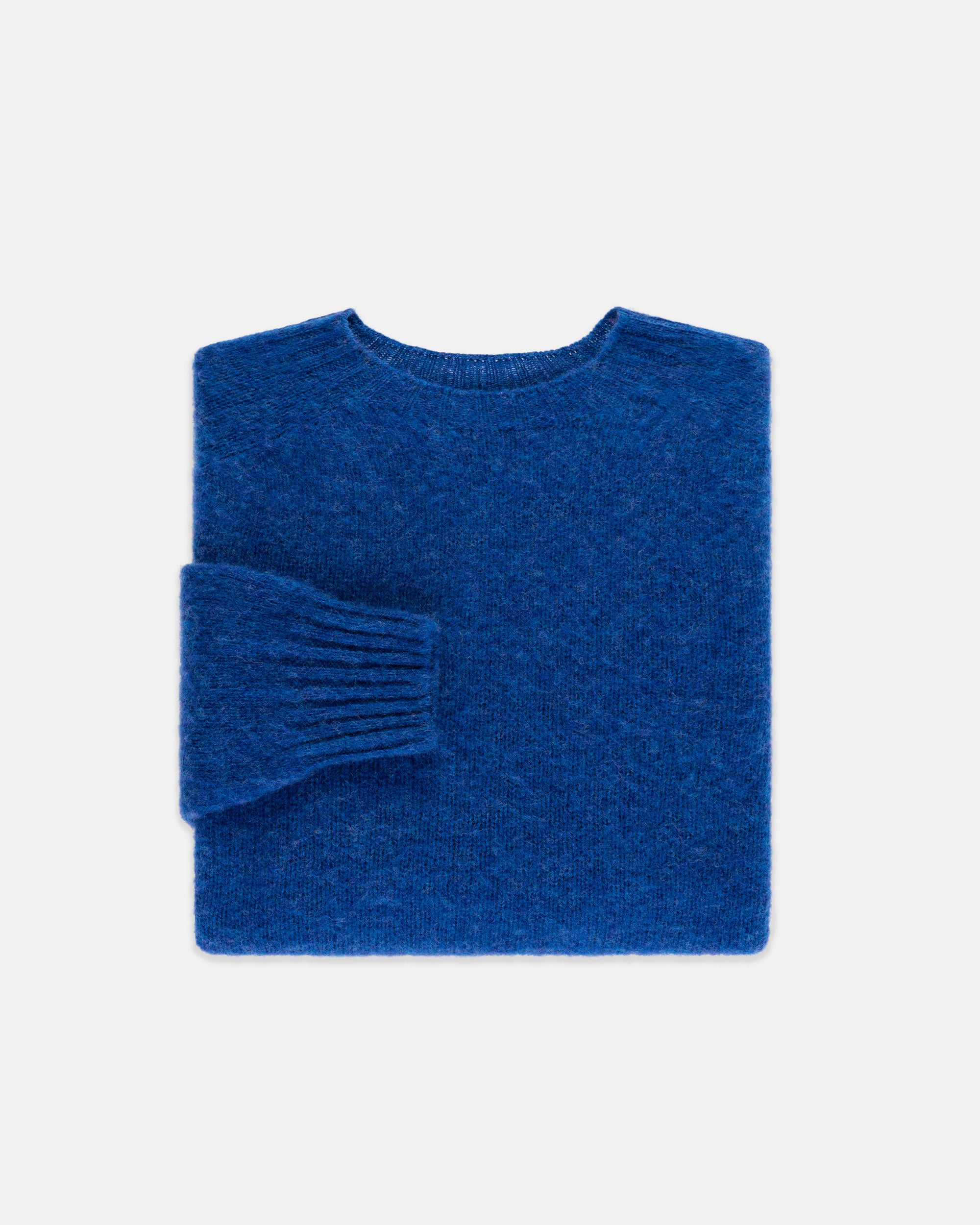 Made-in-Scotland Medium Blue Shaggy Dog Sweater - Trim Fit