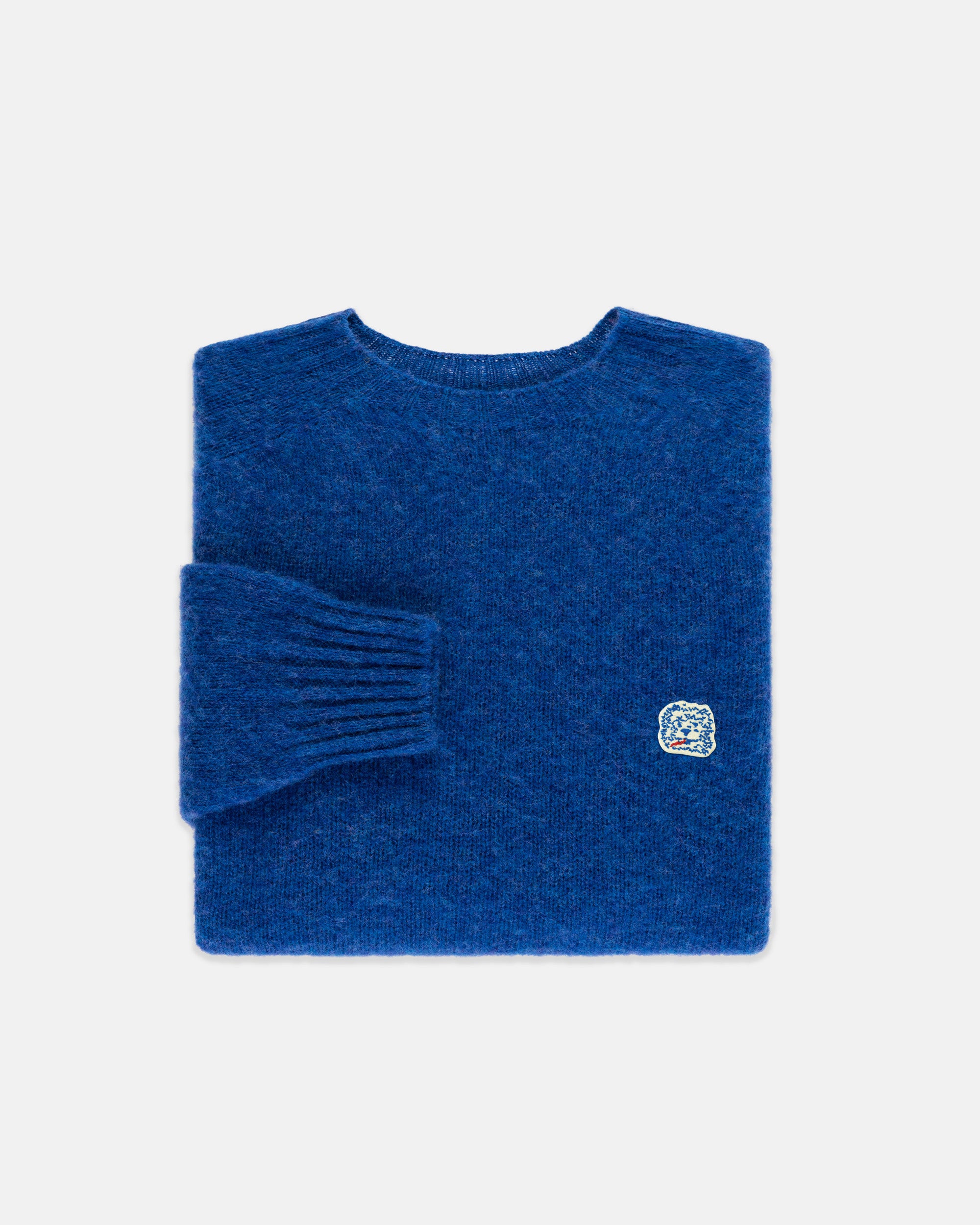 Cuggi ウールセーター S ネイビー系 Made-in-Scotland Medium Blue Shaggy Dog Icon Sweater - Trim Fit
