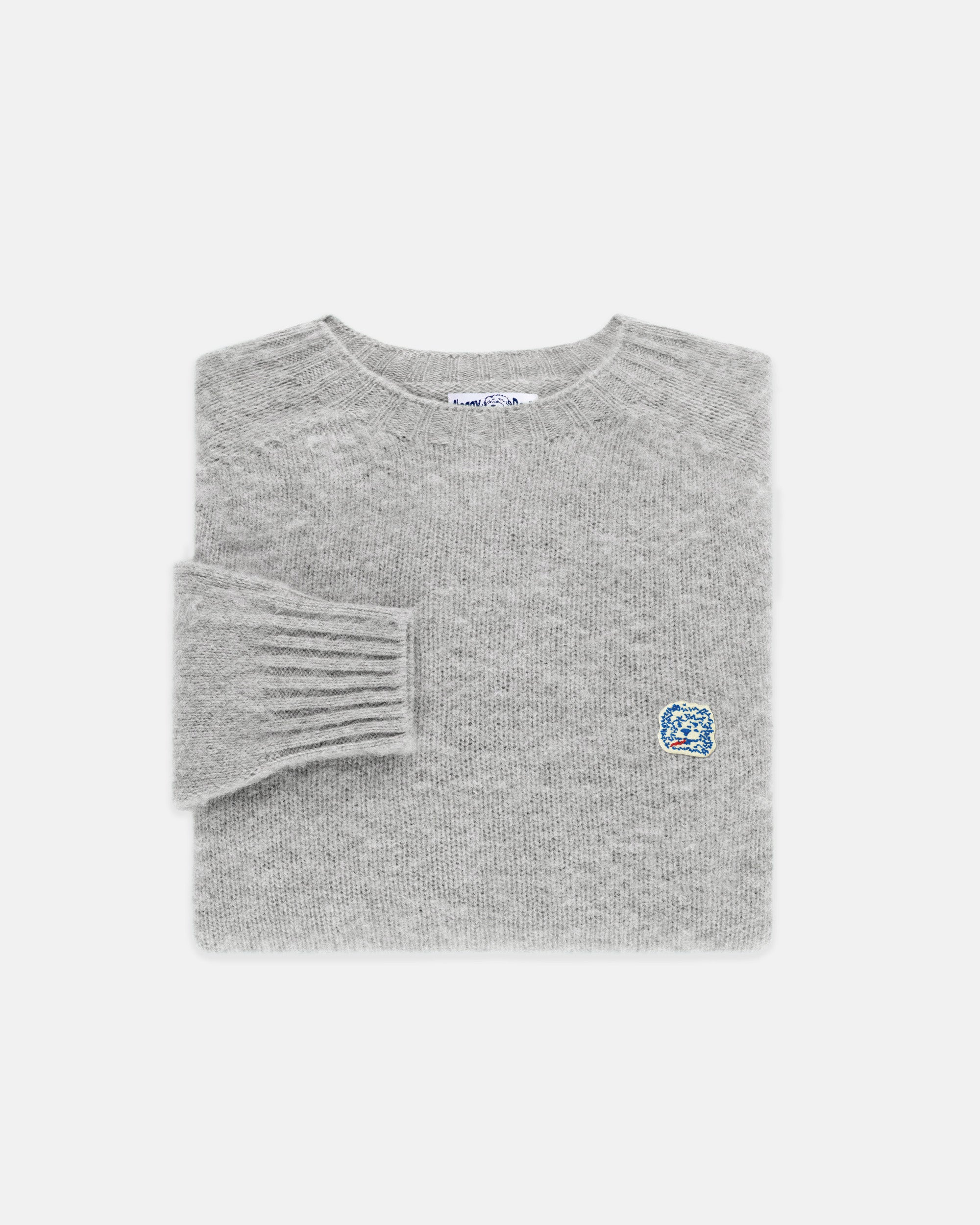 Made-in-Scotland Light Grey Shaggy Dog Icon Sweater  - Trim Fit