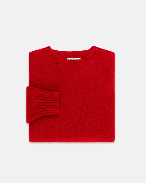 Made-in-Scotland Red Shaggy Dog Sweater - Trim Fit