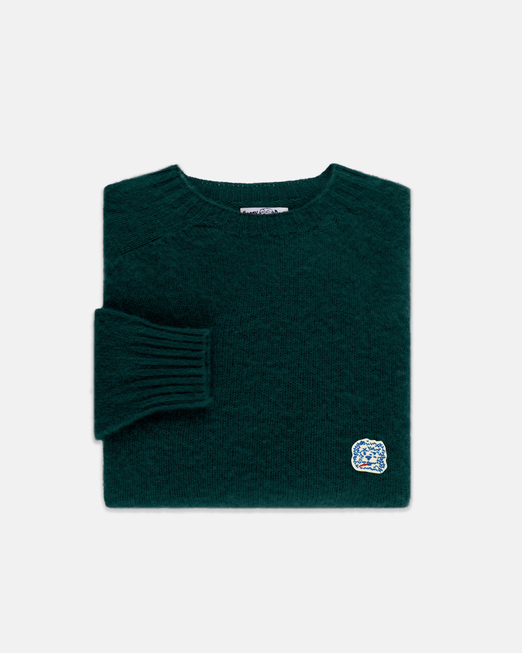 Made-in-Scotland Forest Green Shaggy Dog Icon Sweater - Trim Fit