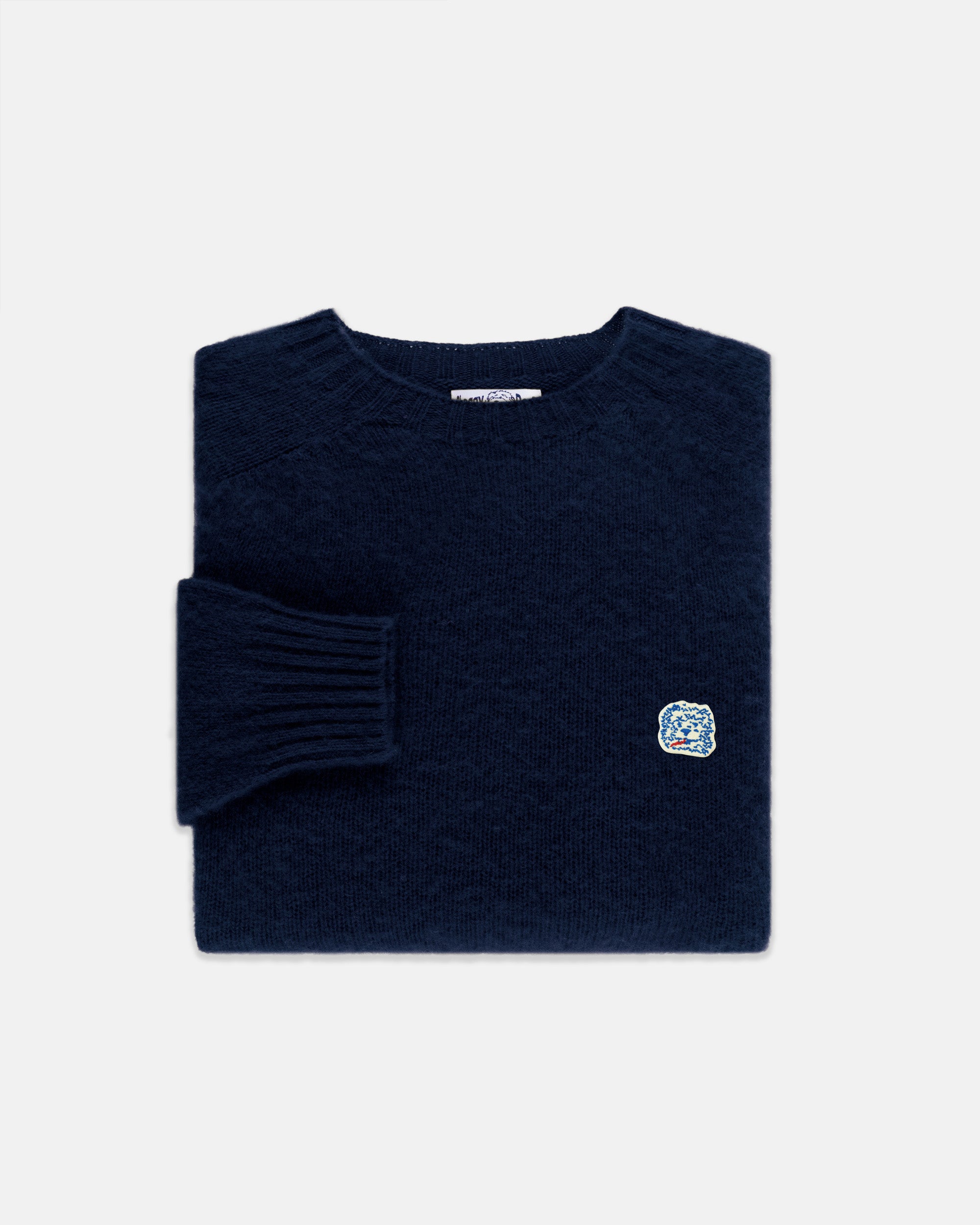 Made-in-Scotland Navy Shaggy Dog Icon Sweater - Trim Fit