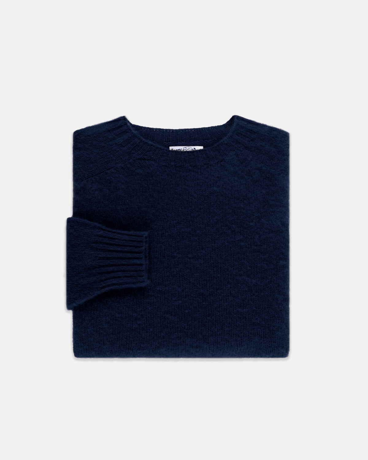 Made-in-Scotland Navy Shaggy Dog Sweater Trim Fit