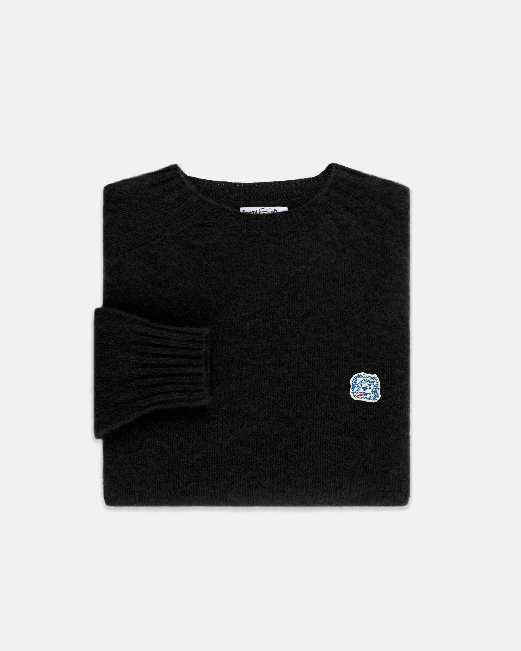 Made-in-Scotland Black Shaggy Dog Icon Sweater  - Trim Fit