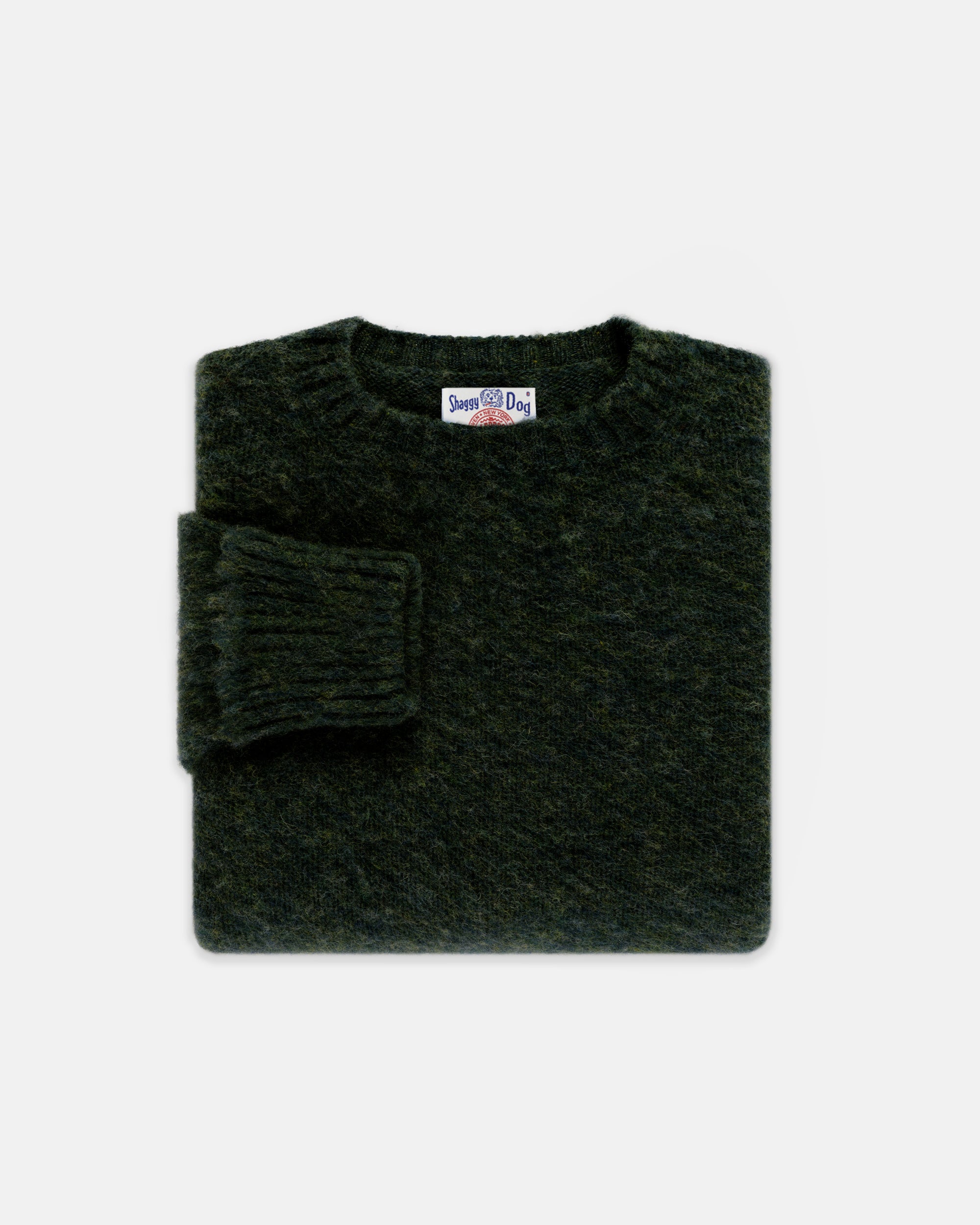 Made-in-Scotland Dark Green Shaggy Dog Sweater - Classic Fit