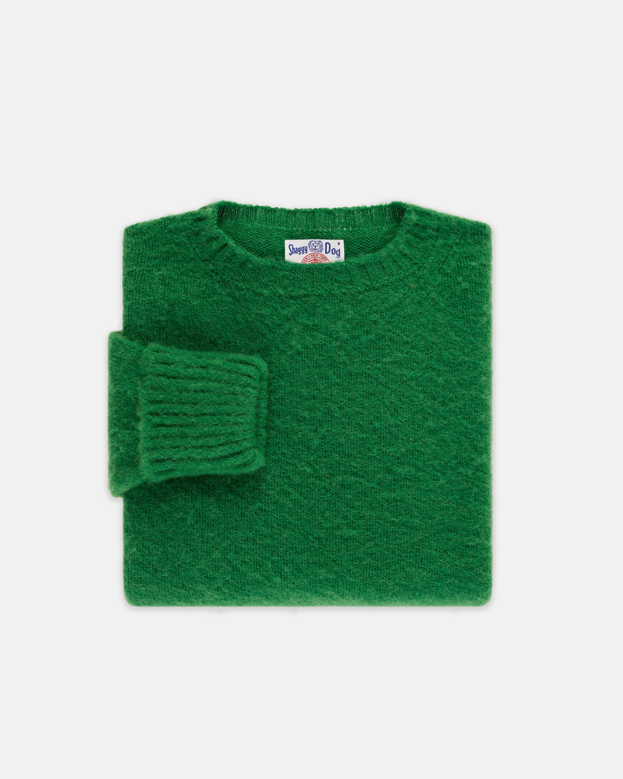 Made-in-Scotland Grass Green Shaggy Dog Sweater - Classic Fit