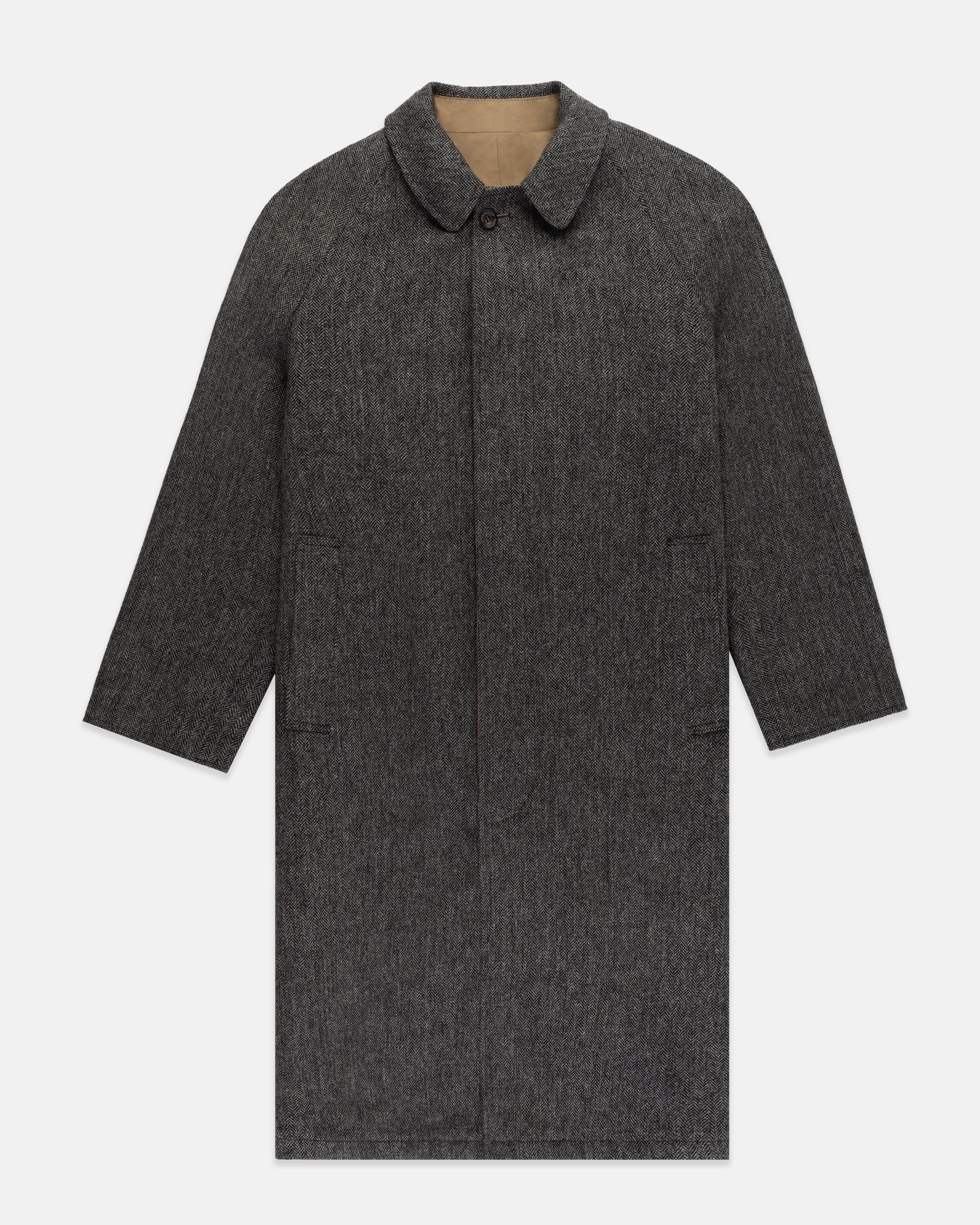 Tan-Grey Herringbone Reversible Raincoat | Men's Outerwear - J. Press
