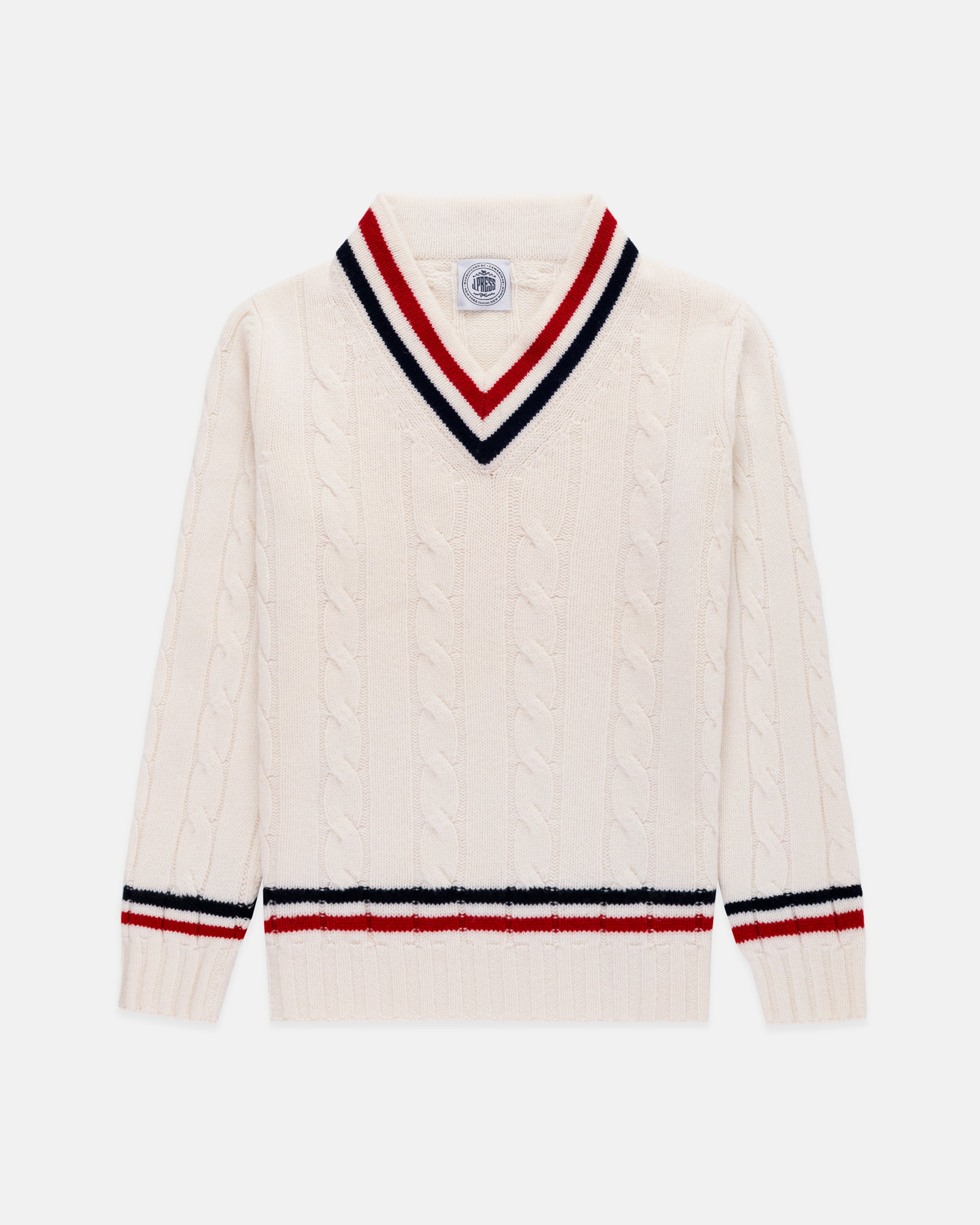 Made in Scotland Cream Wool Cableknit Tennis Sweater