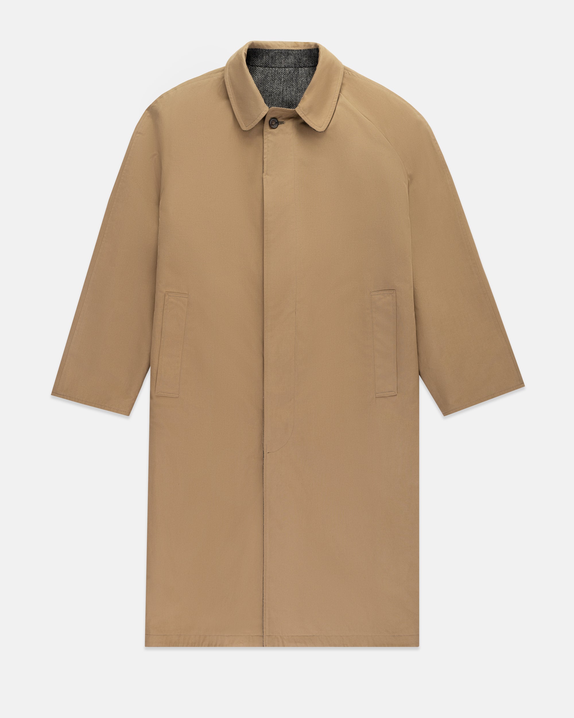 Tan-Grey Herringbone Reversible Raincoat | Men's Outerwear - J. Press