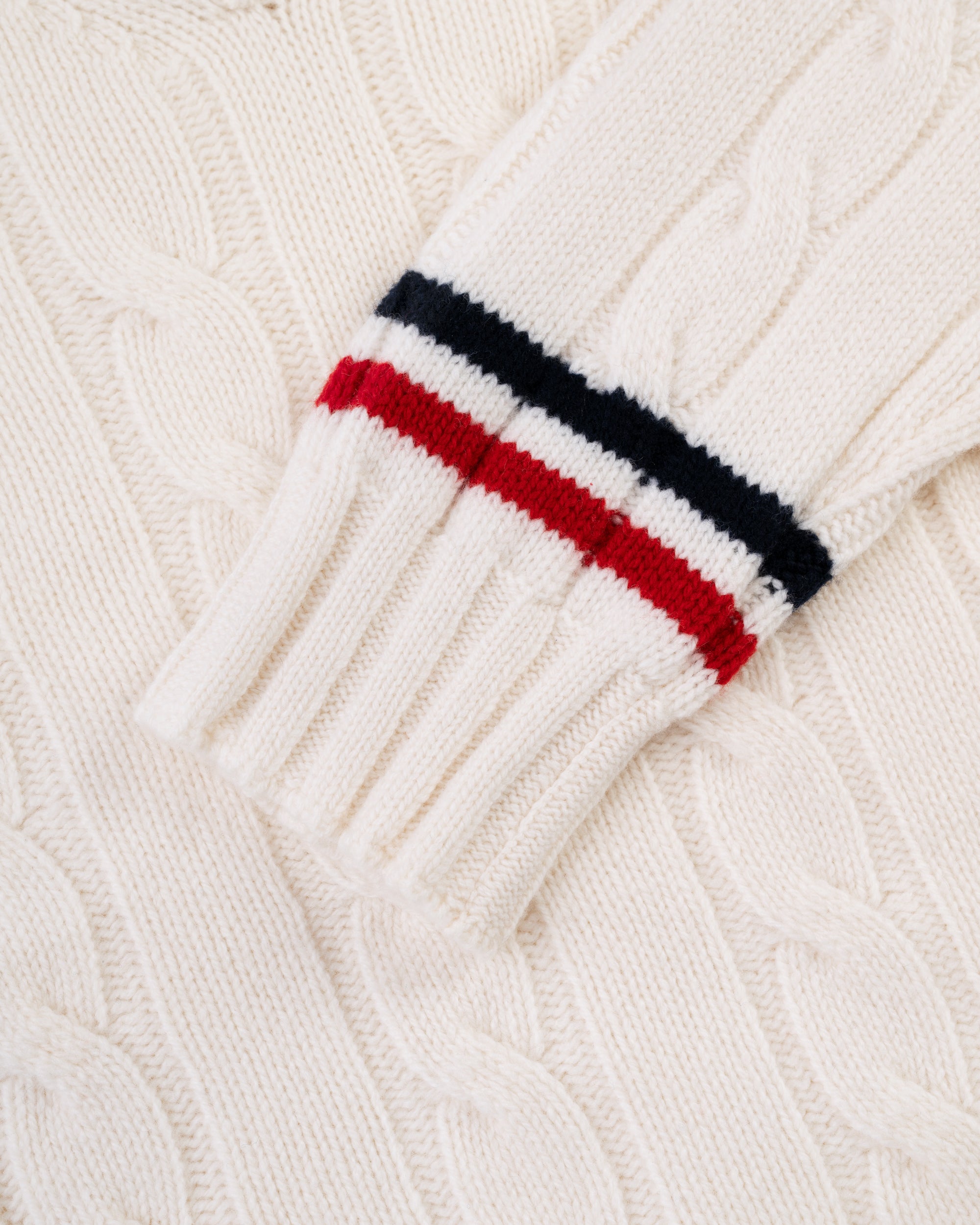 Made in Scotland Cream Wool Cableknit Tennis Sweater
