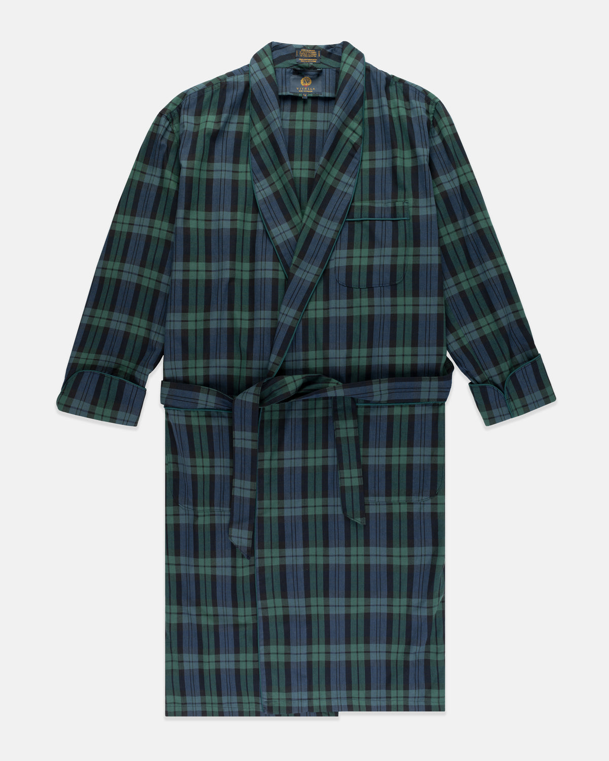 Made-in-Canada Viyella Black Watch Tartan Robe L