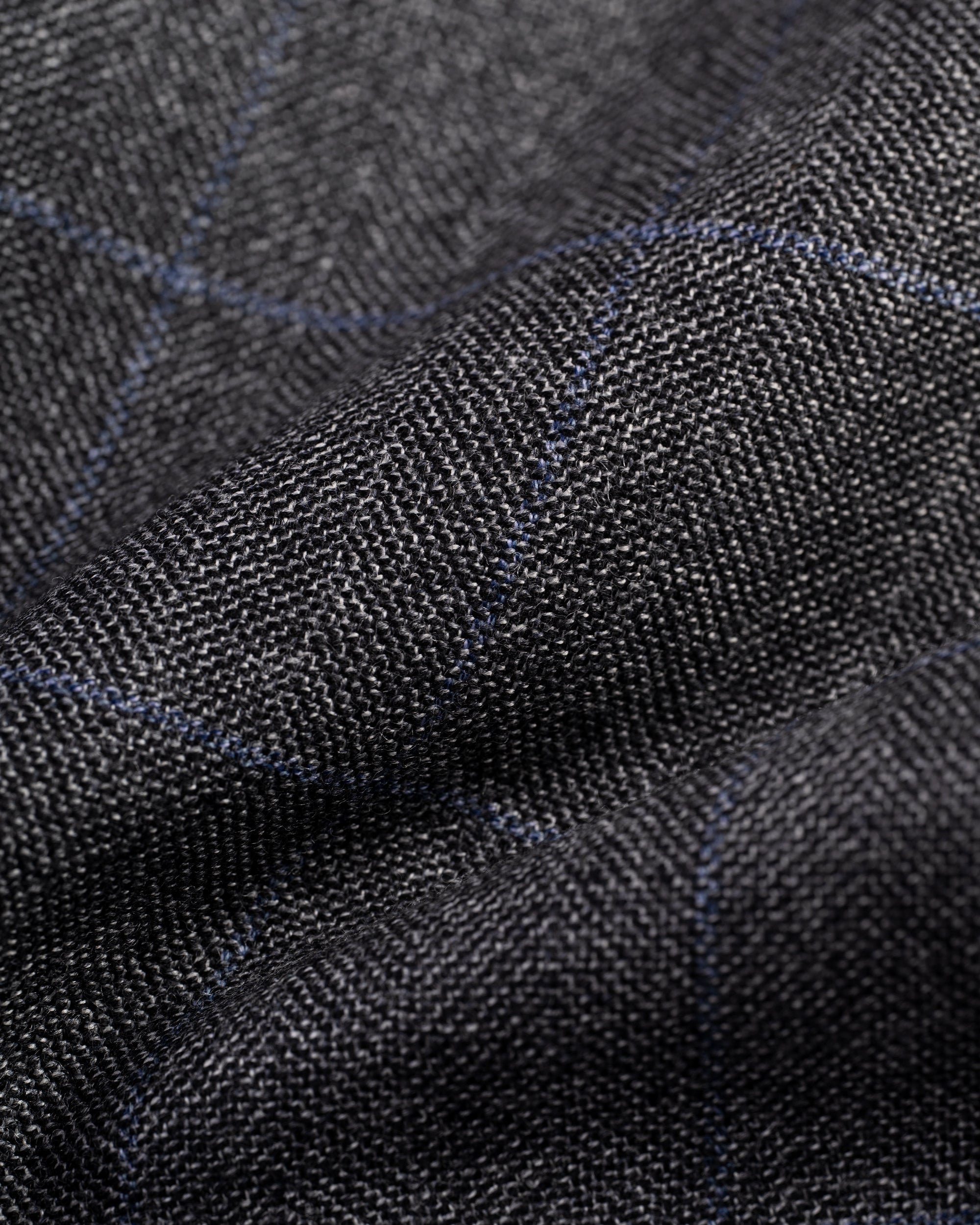Made-in-USA Light Grey & Blue Herringbone with Window Pane Wool Suit