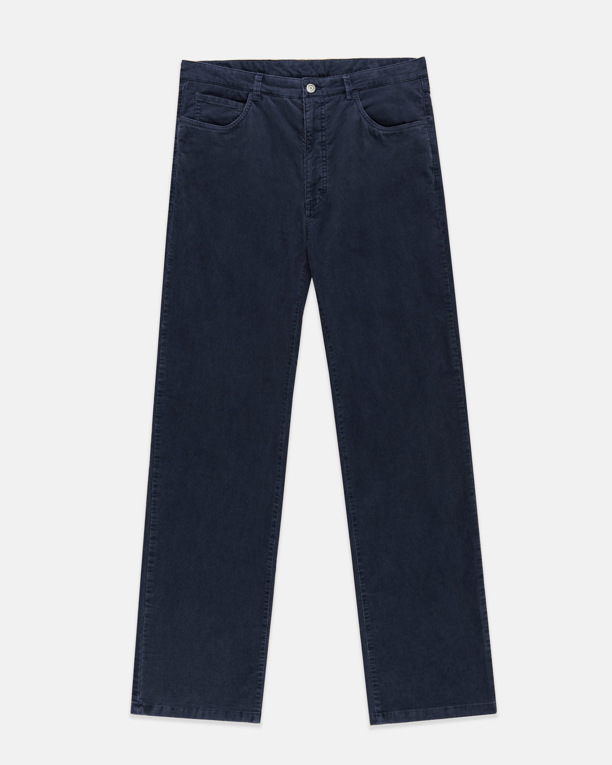 Navy Pincord 5-Pocket Pants - Trim Fit